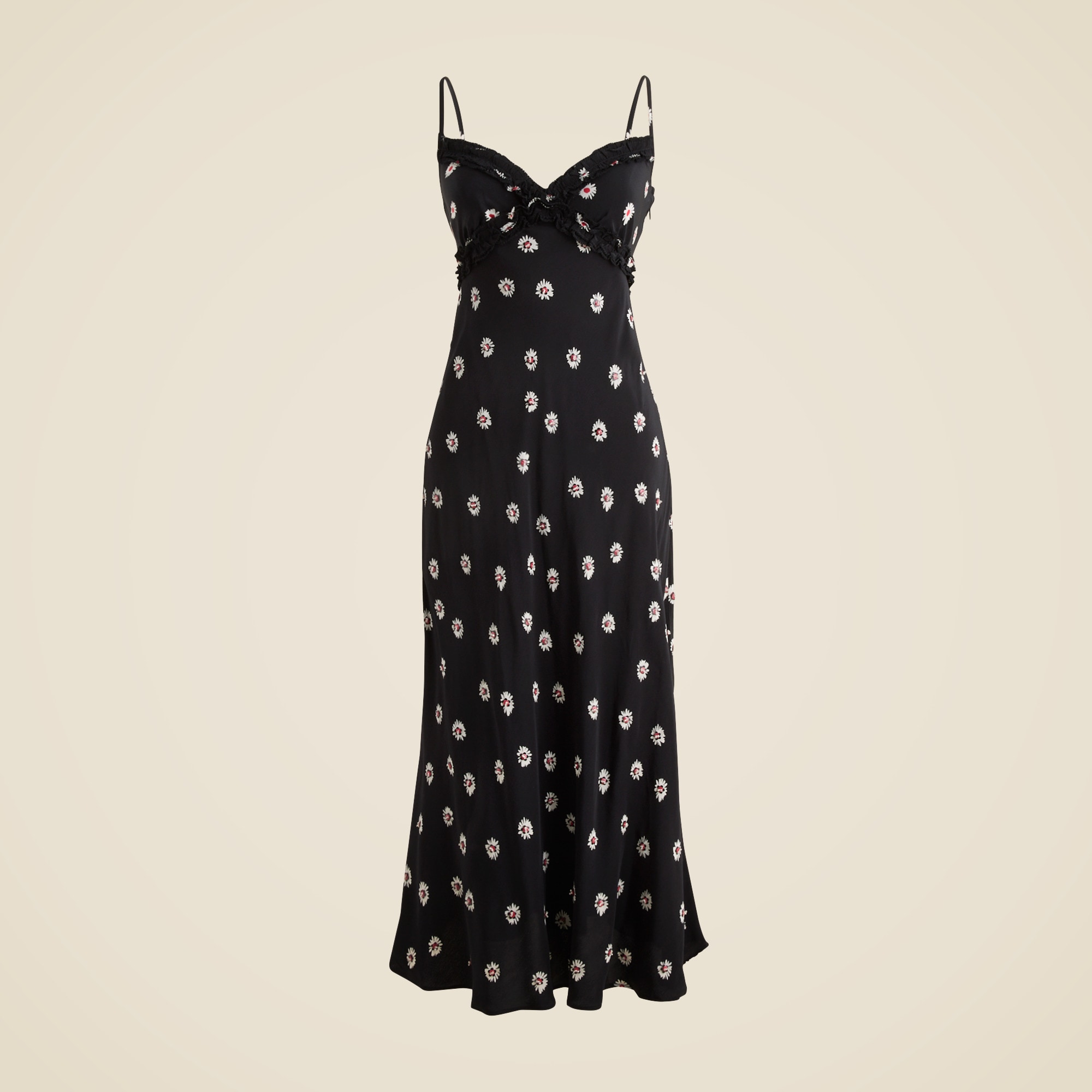 Collection embellished ruffle-trim slip dress