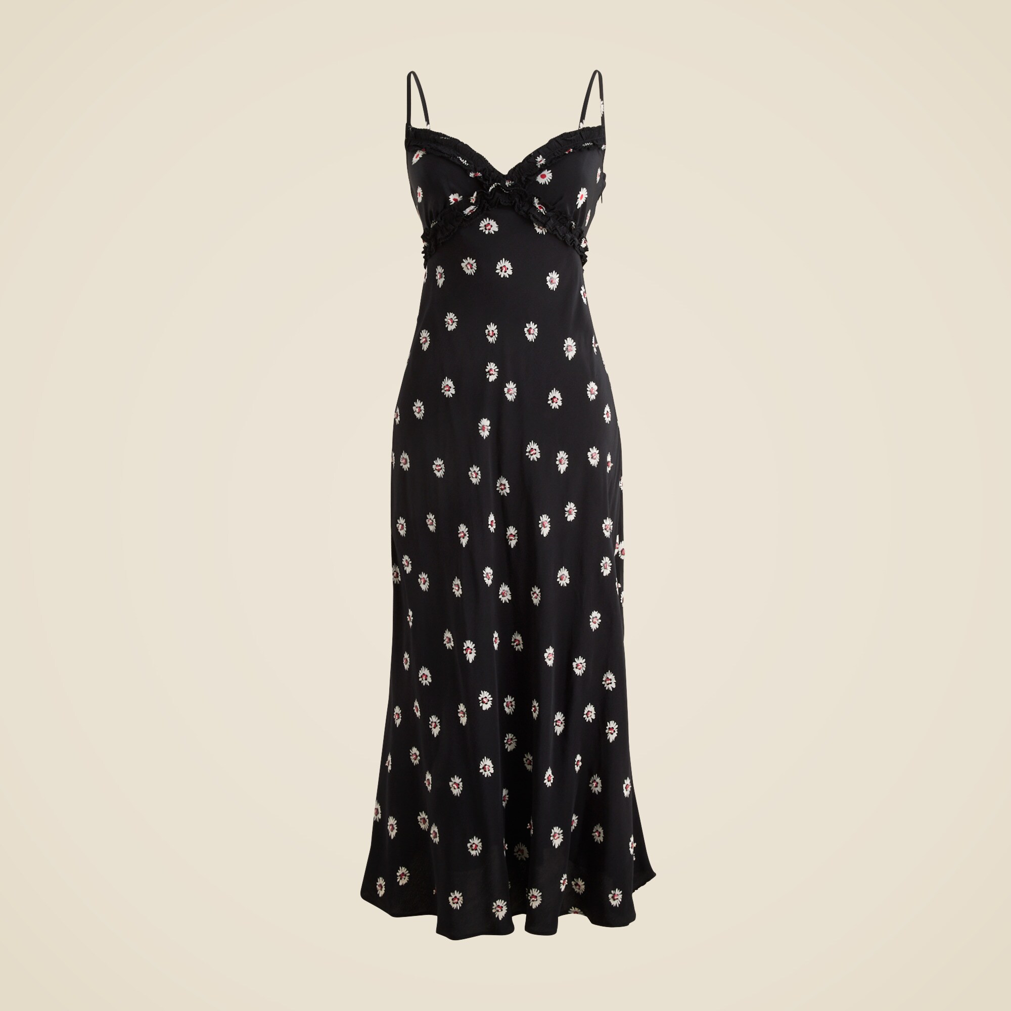Collection embellished ruffle-trim slip dress