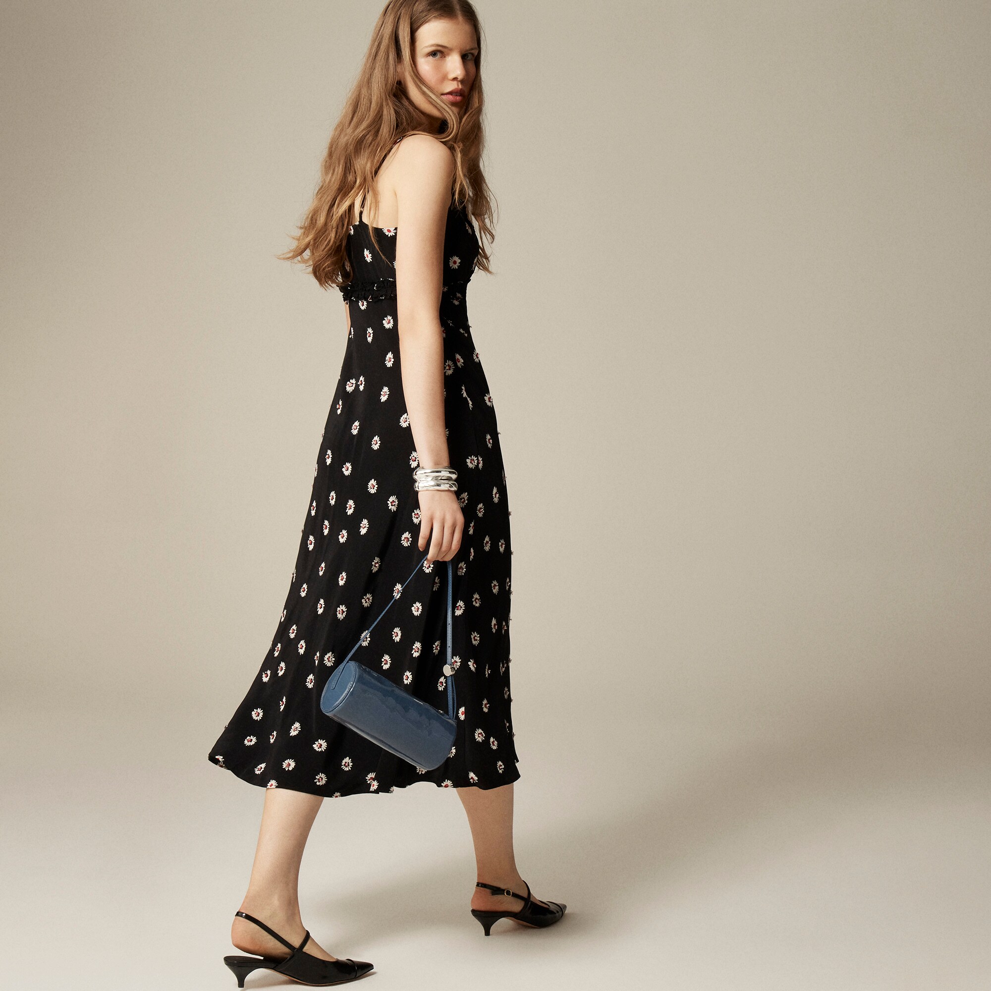 Collection embellished ruffle-trim slip dress
