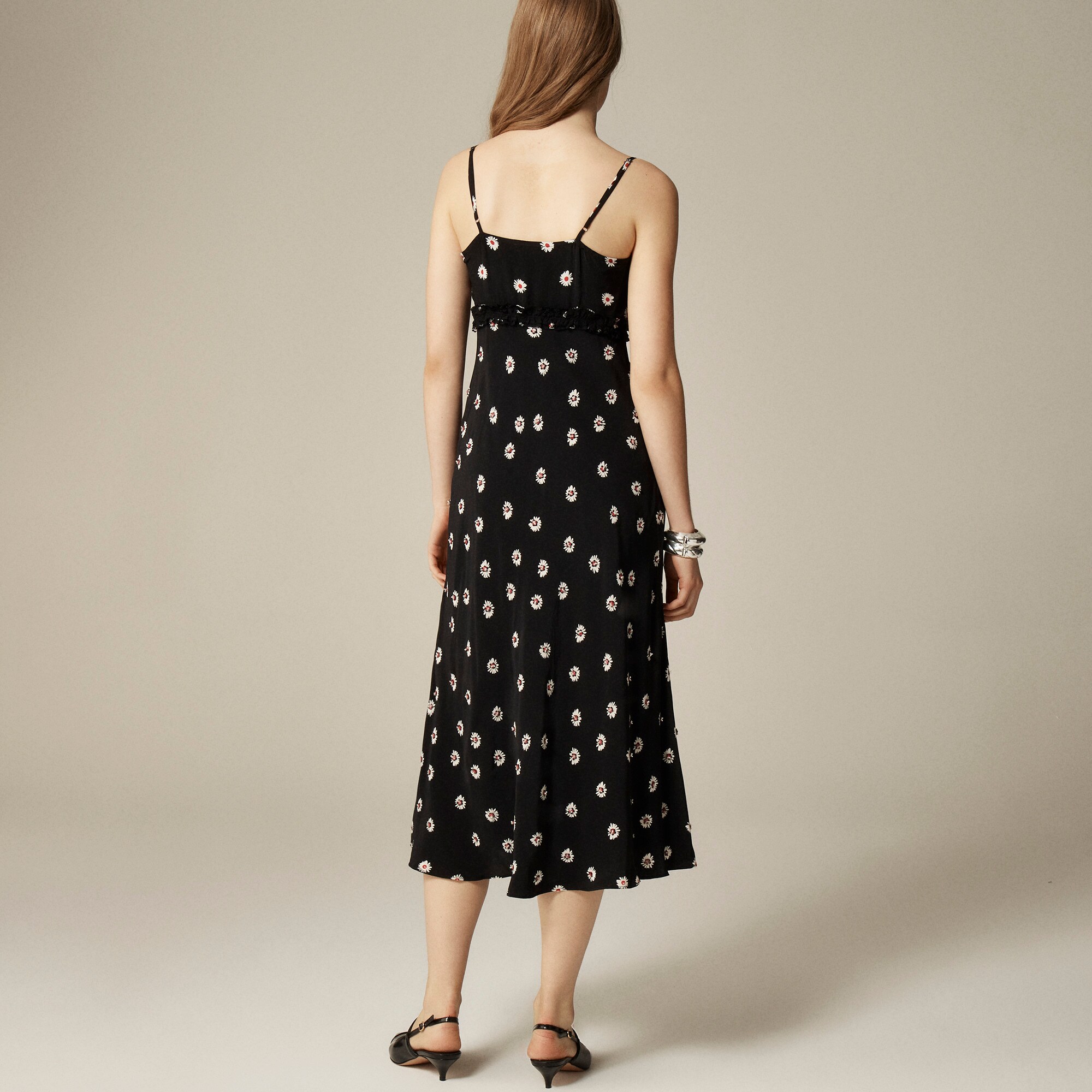 Collection embellished ruffle-trim slip dress