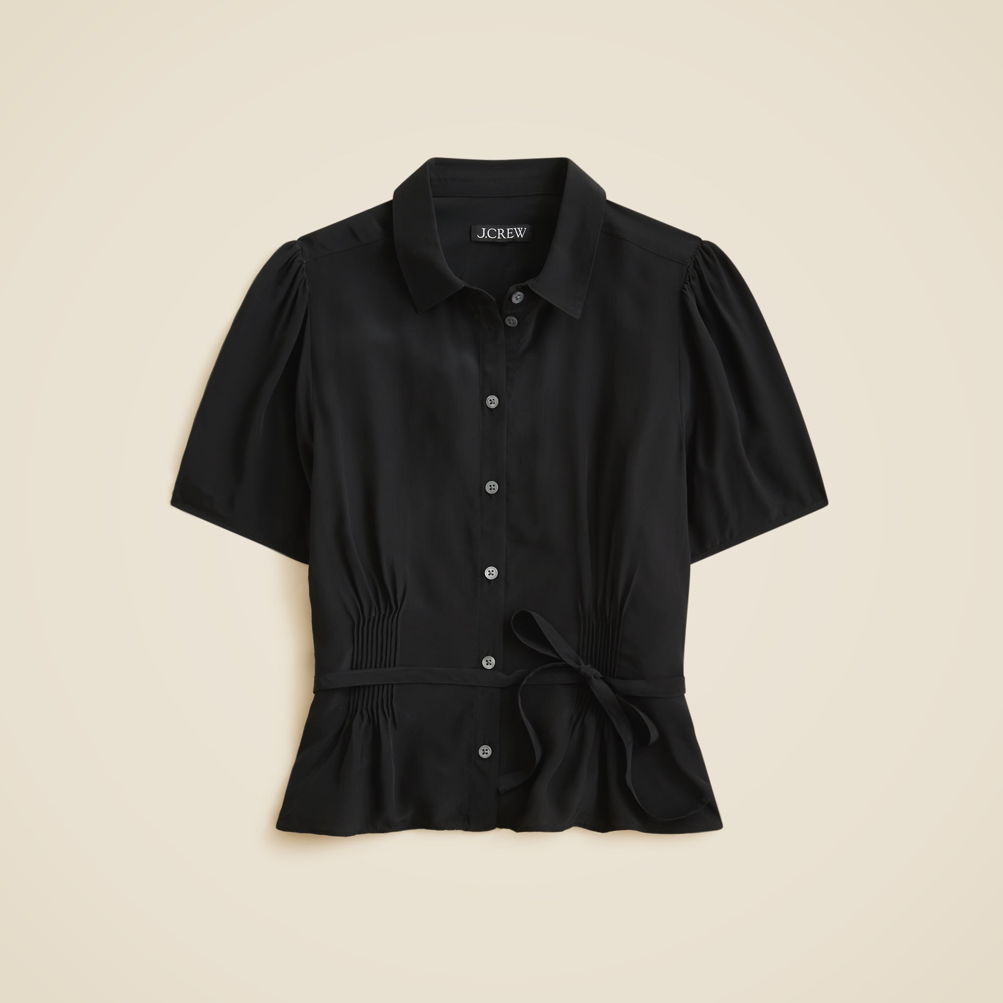 Button-up Tie-waist Shirt In Crepe De Chine For Women | J.Crew