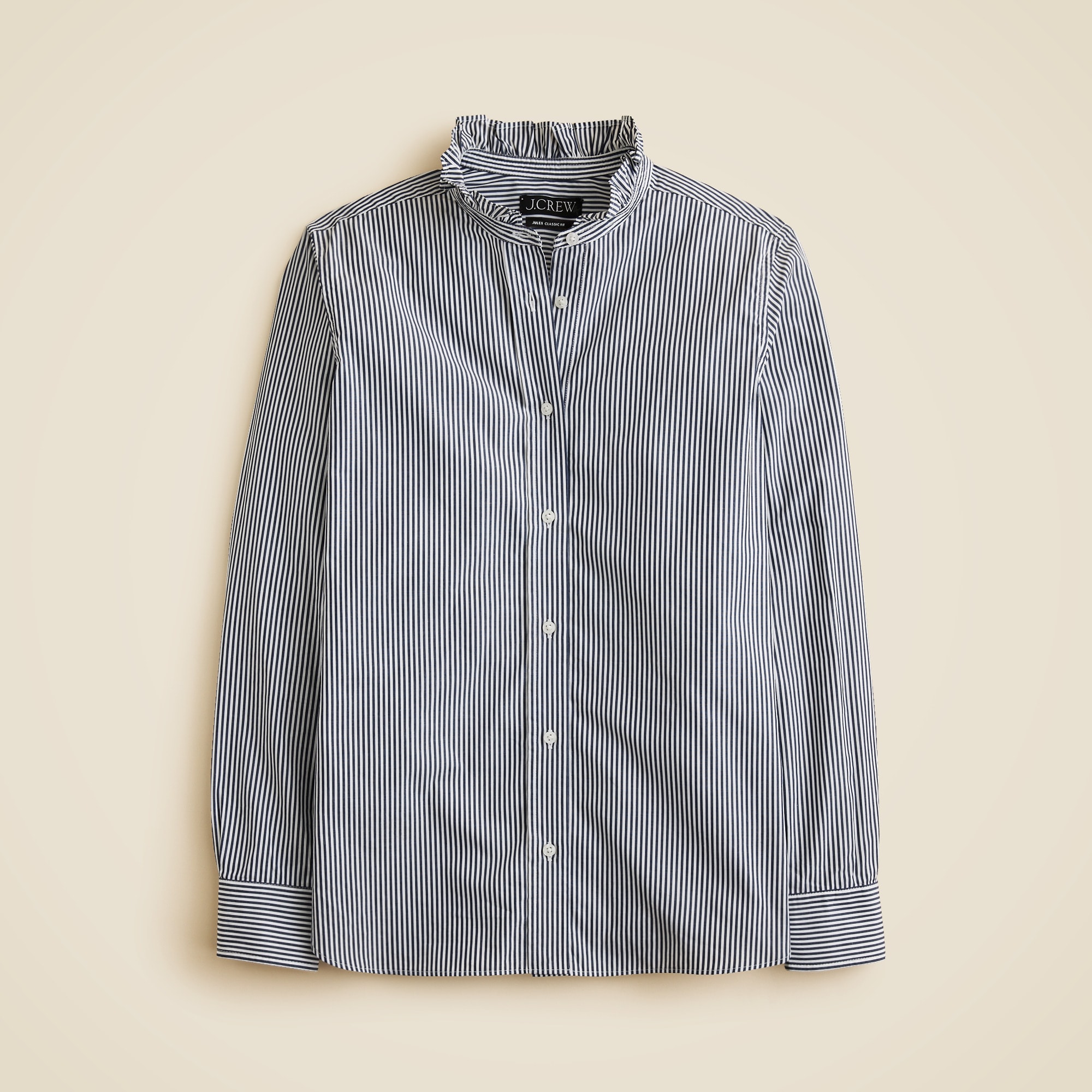 Jules ruffle-collar shirt in striped cotton poplin