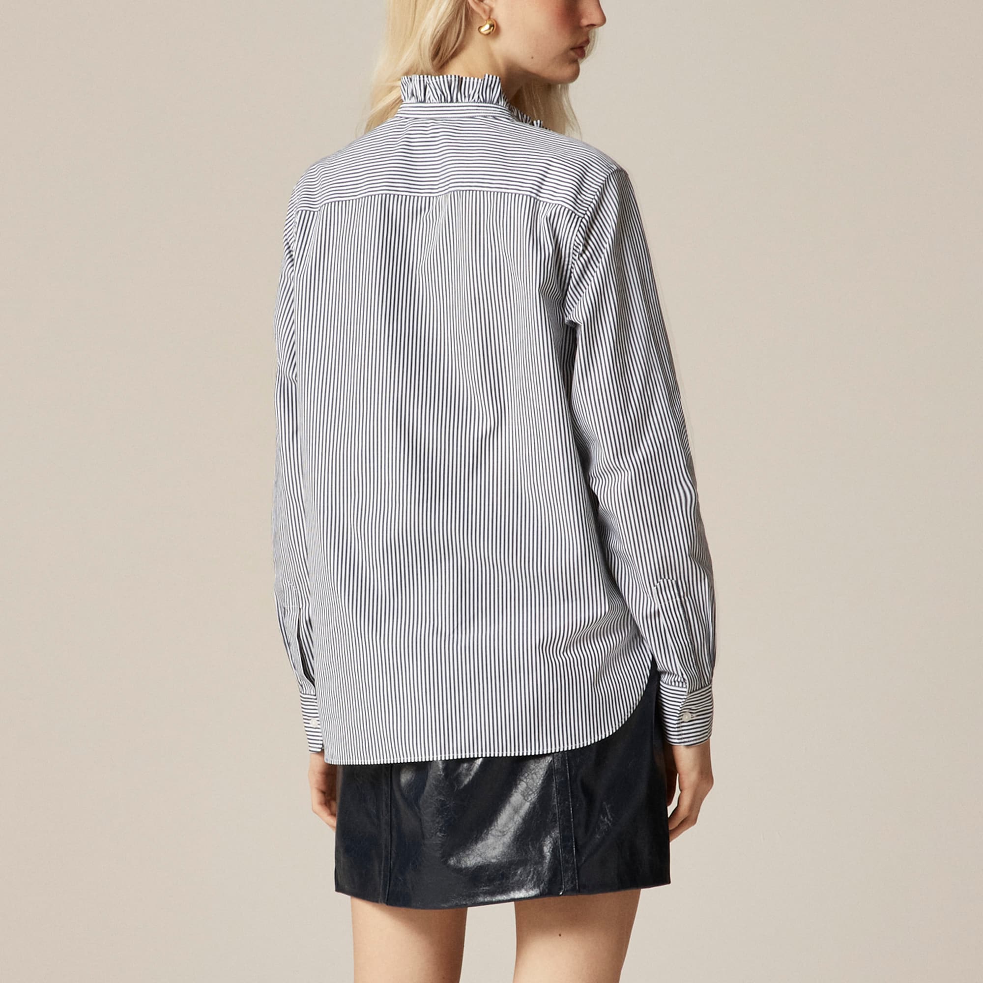 Jules ruffle-collar shirt in striped cotton poplin