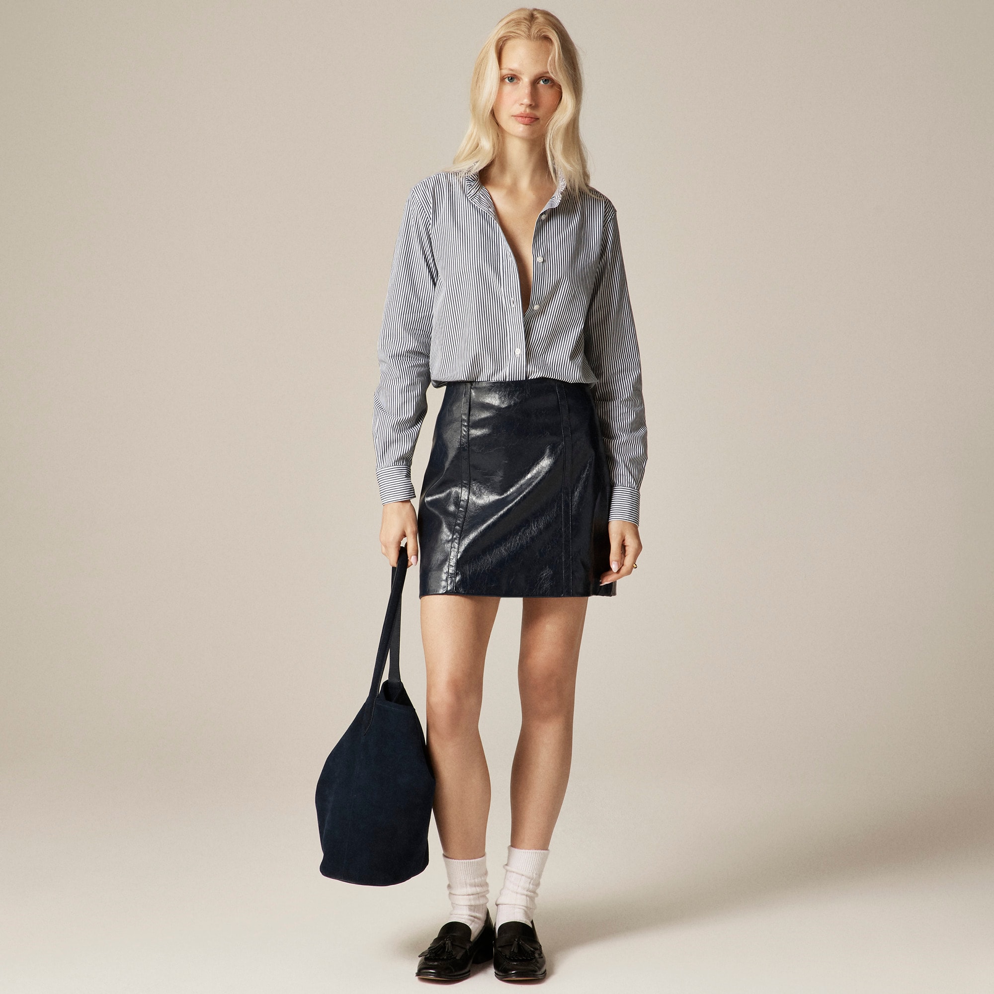  Jules ruffle-collar shirt in striped cotton poplin
