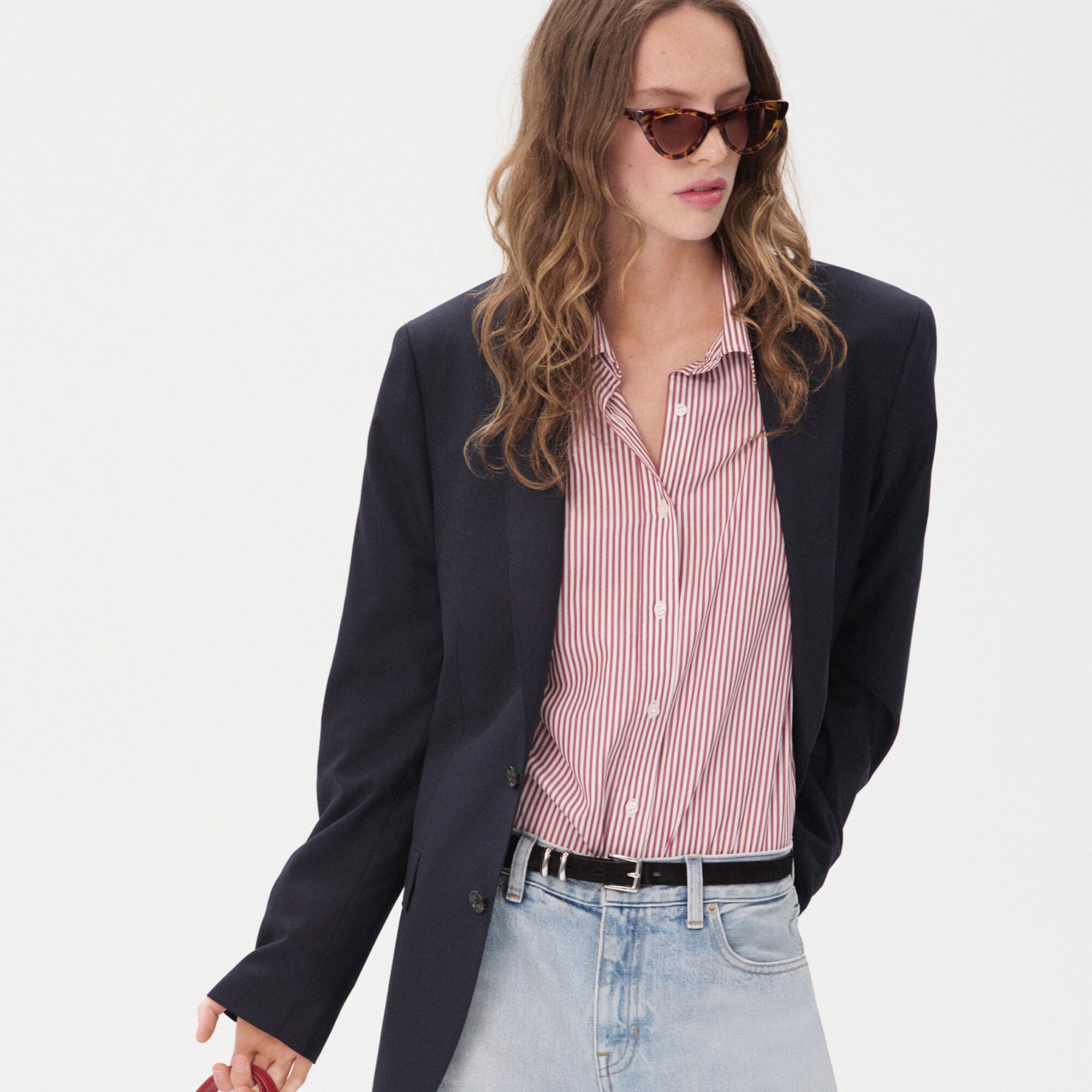 womens Petite Jules classic-fit shirt in striped cotton poplin