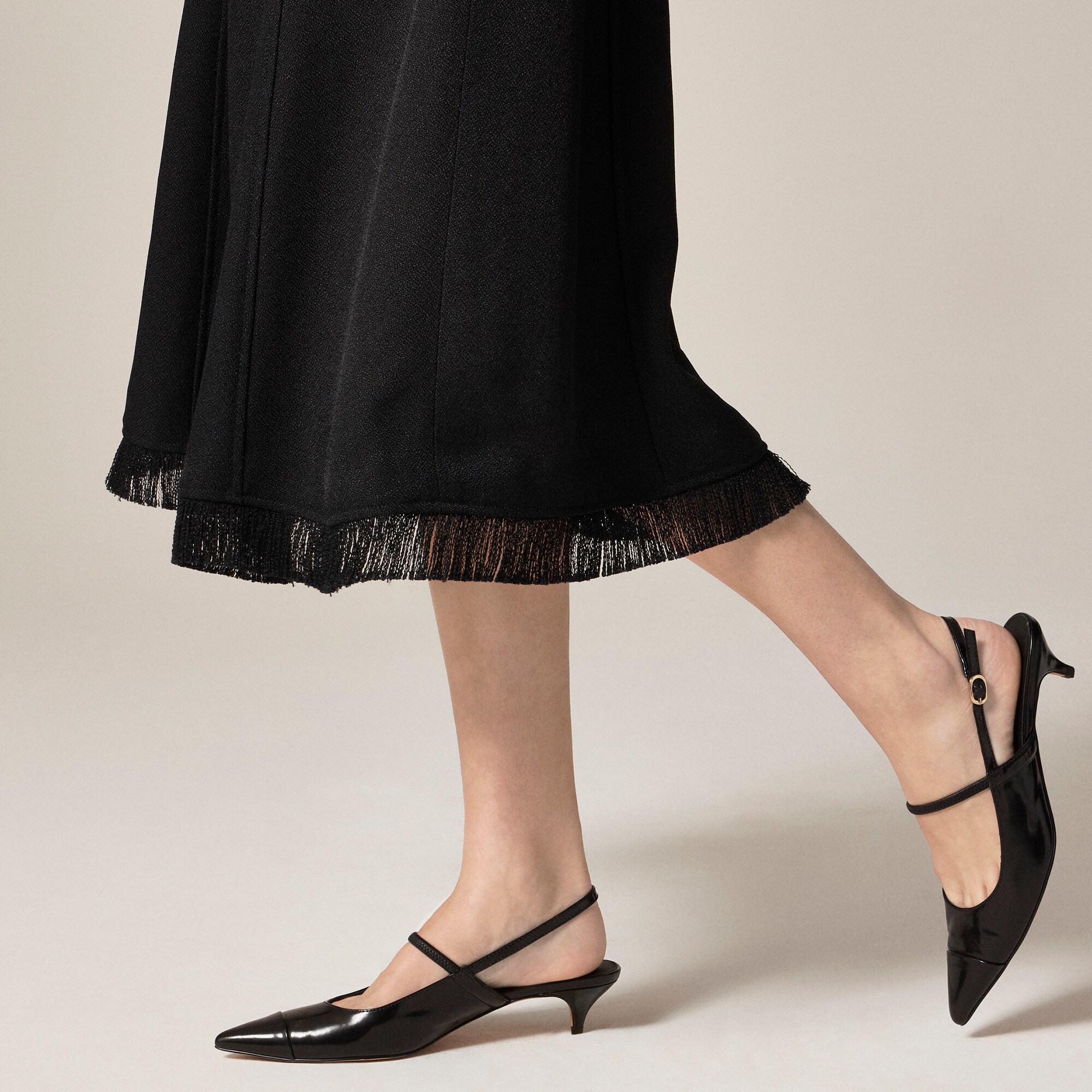 Fringe-trim midi dress in bouclé