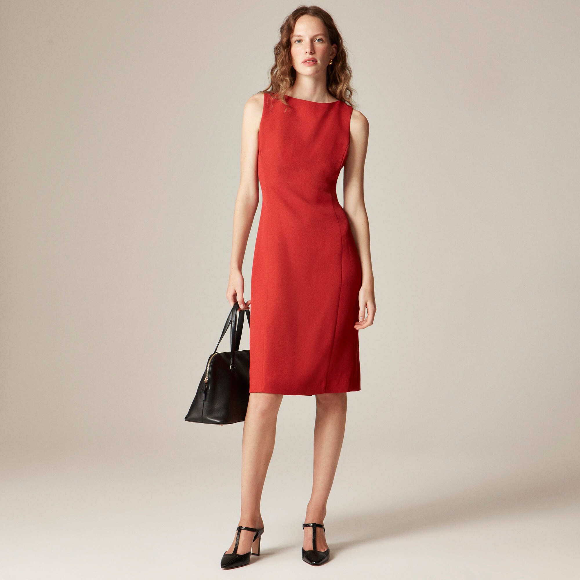 Seamed sheath dress in bouclé