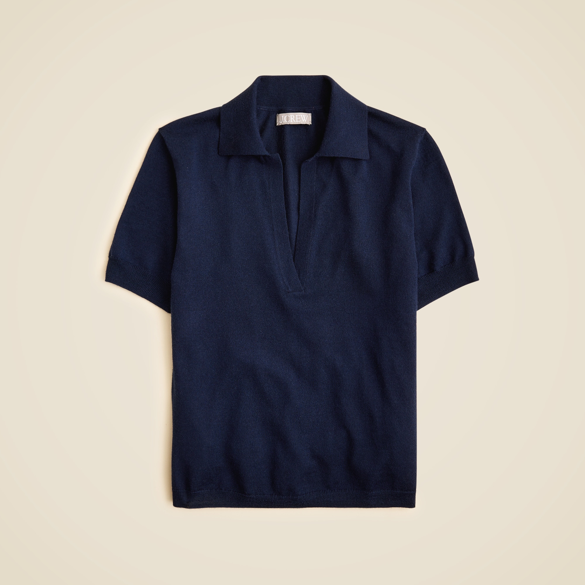 Short-sleeve sweater-polo in merino wool