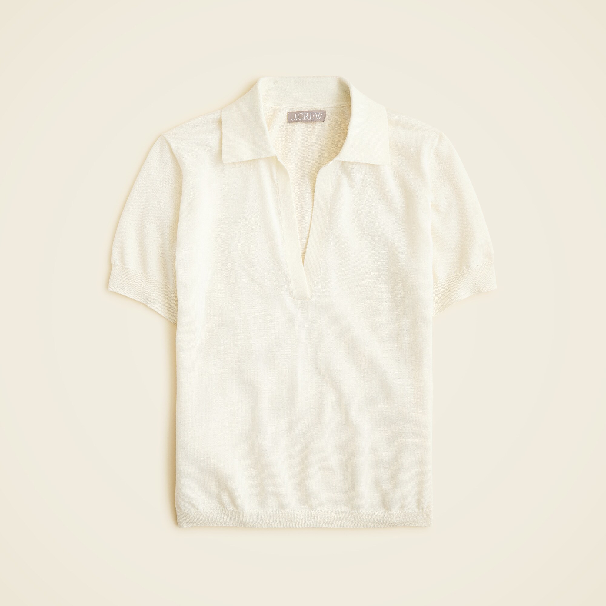  Short-sleeve sweater-polo in merino wool