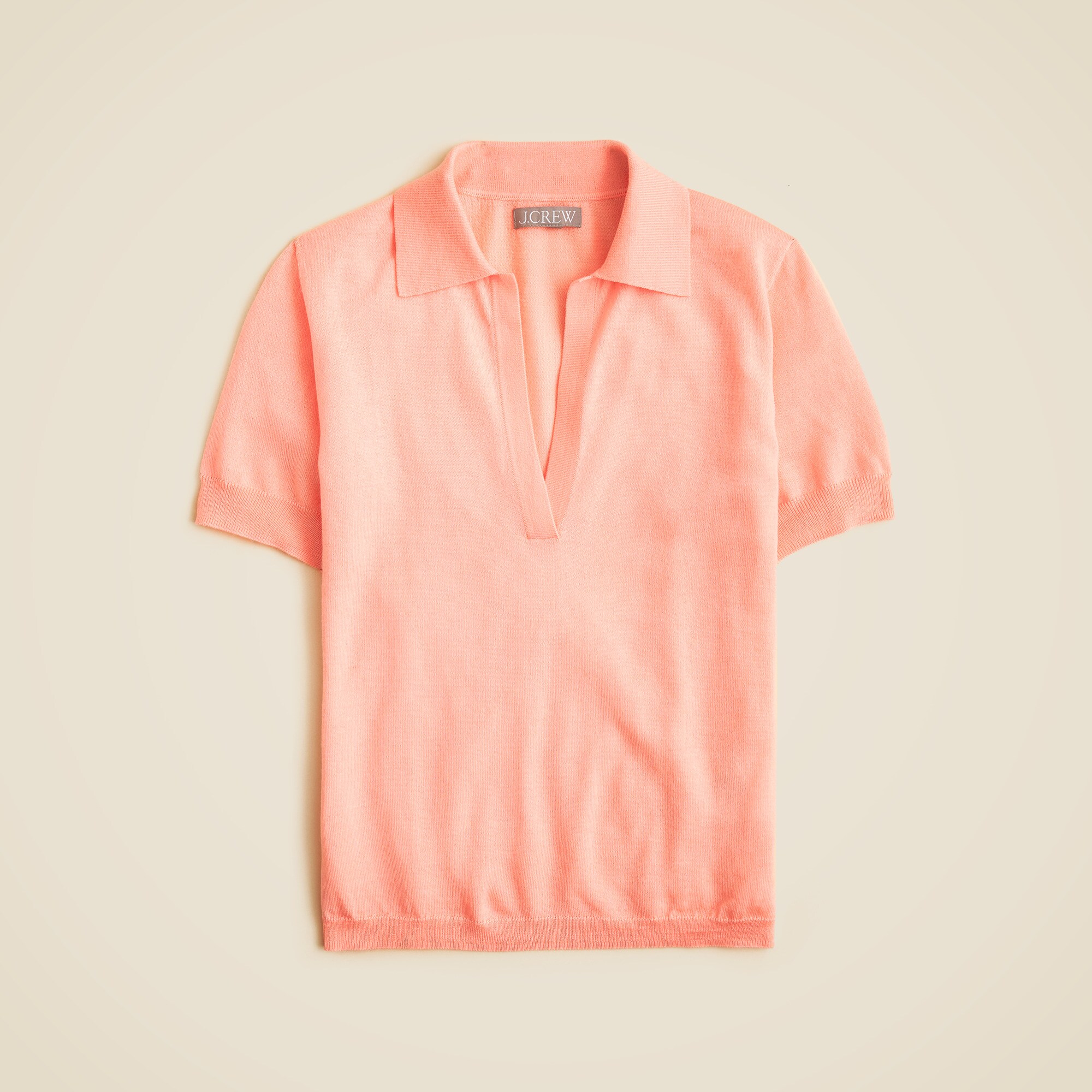  Short-sleeve sweater-polo in merino wool