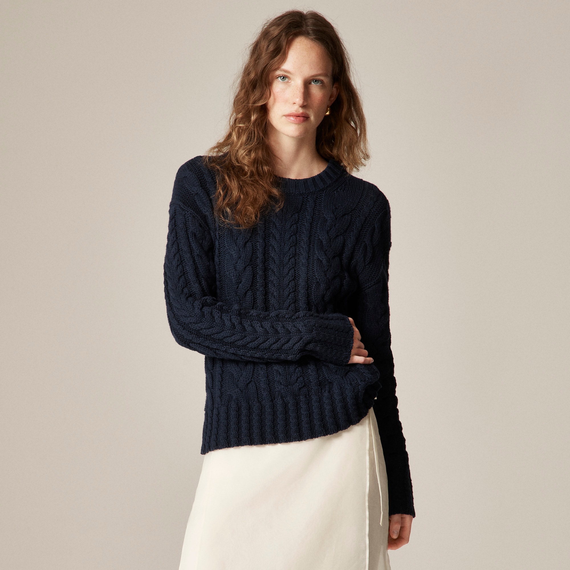 Cable-knit crewneck sweater - image 3