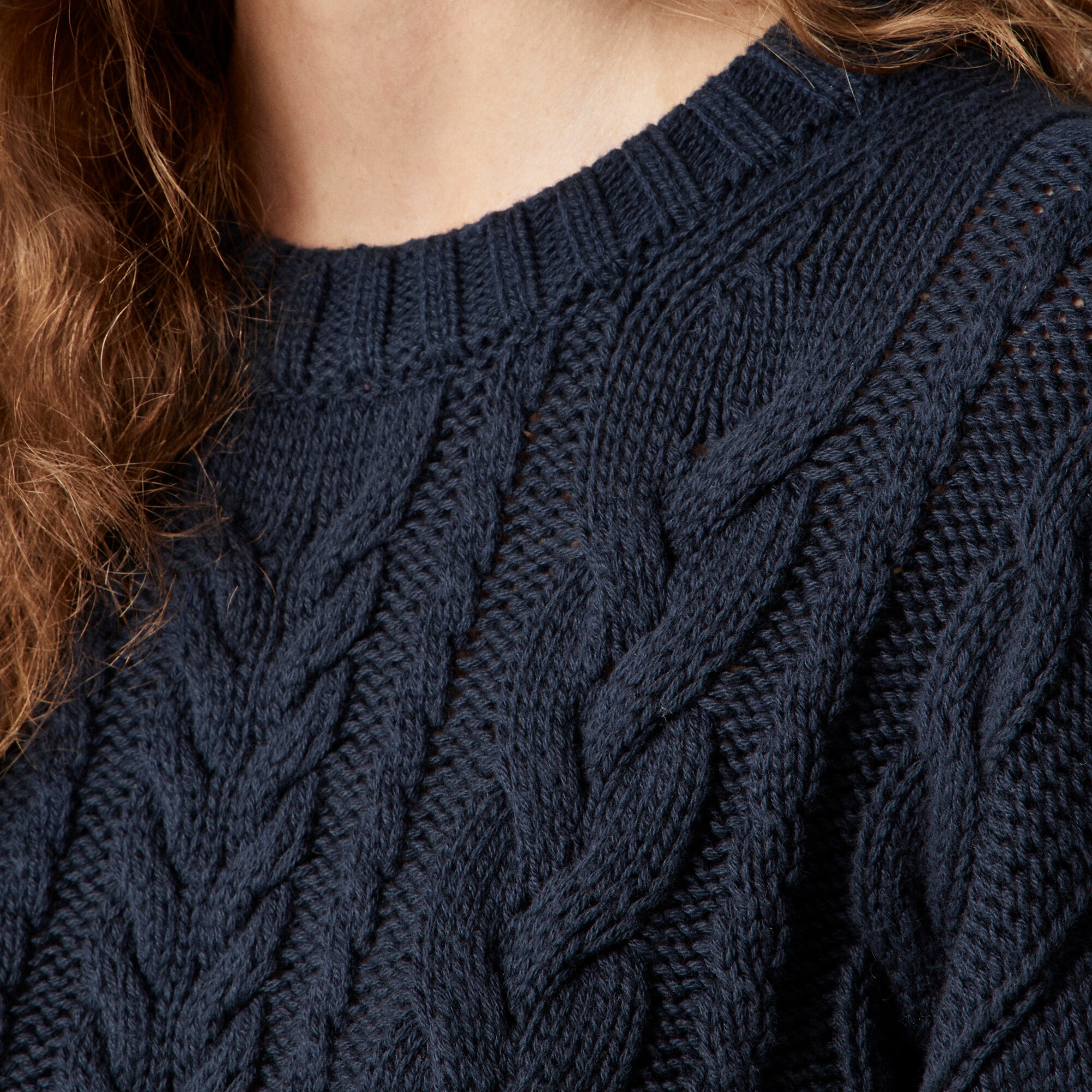 Cable-knit crewneck sweater