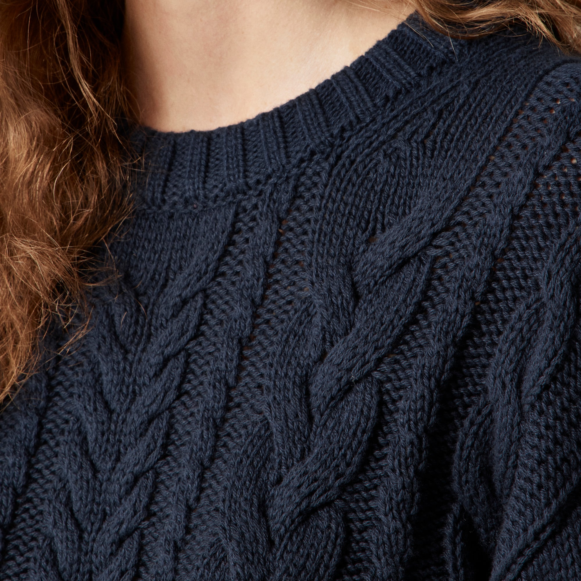 Cable-knit crewneck sweater