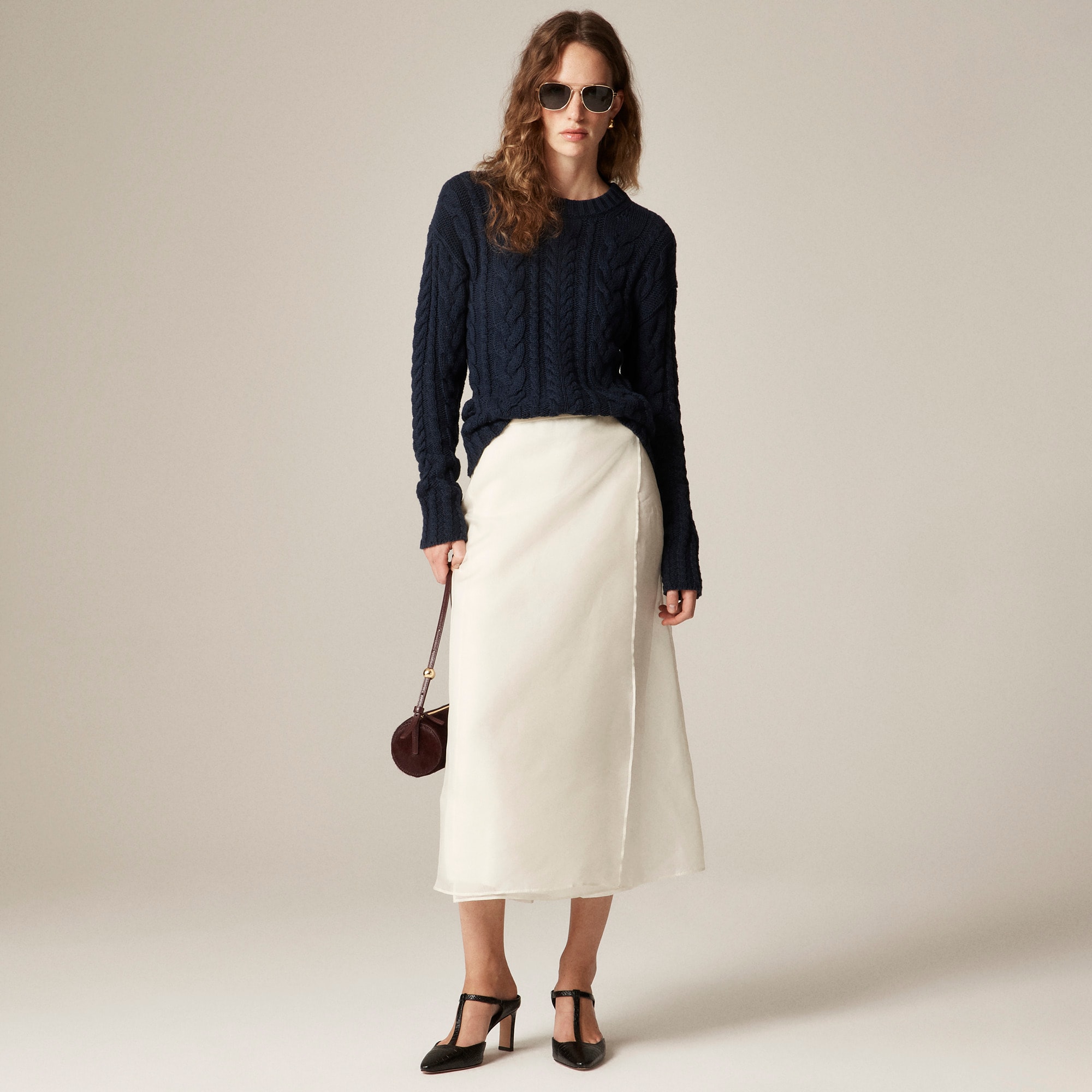 Cable-knit crewneck sweater - image 2