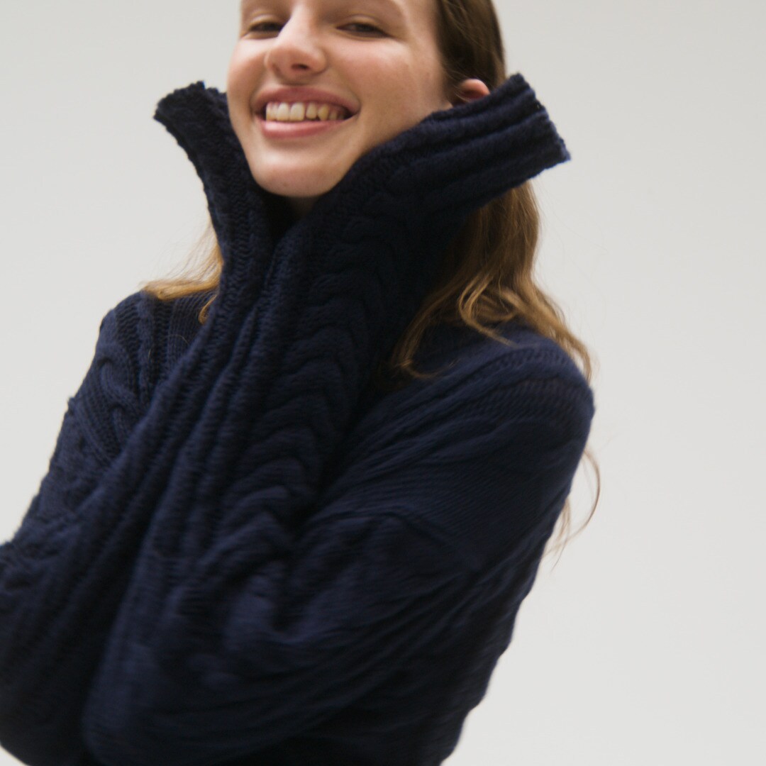 Cable-knit crewneck sweater