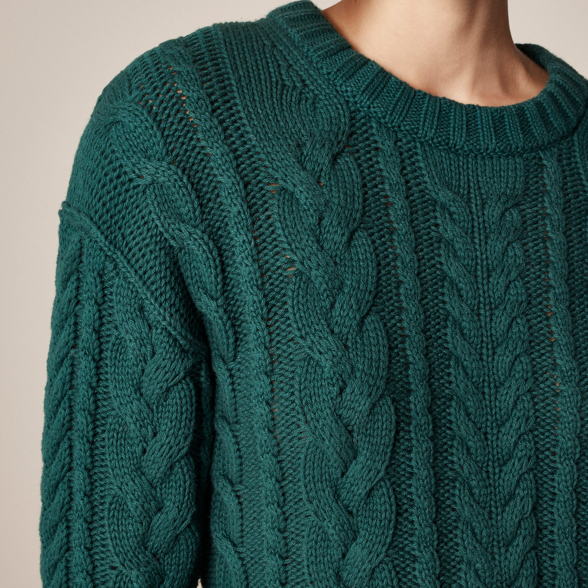 Cable-knit crewneck sweater
