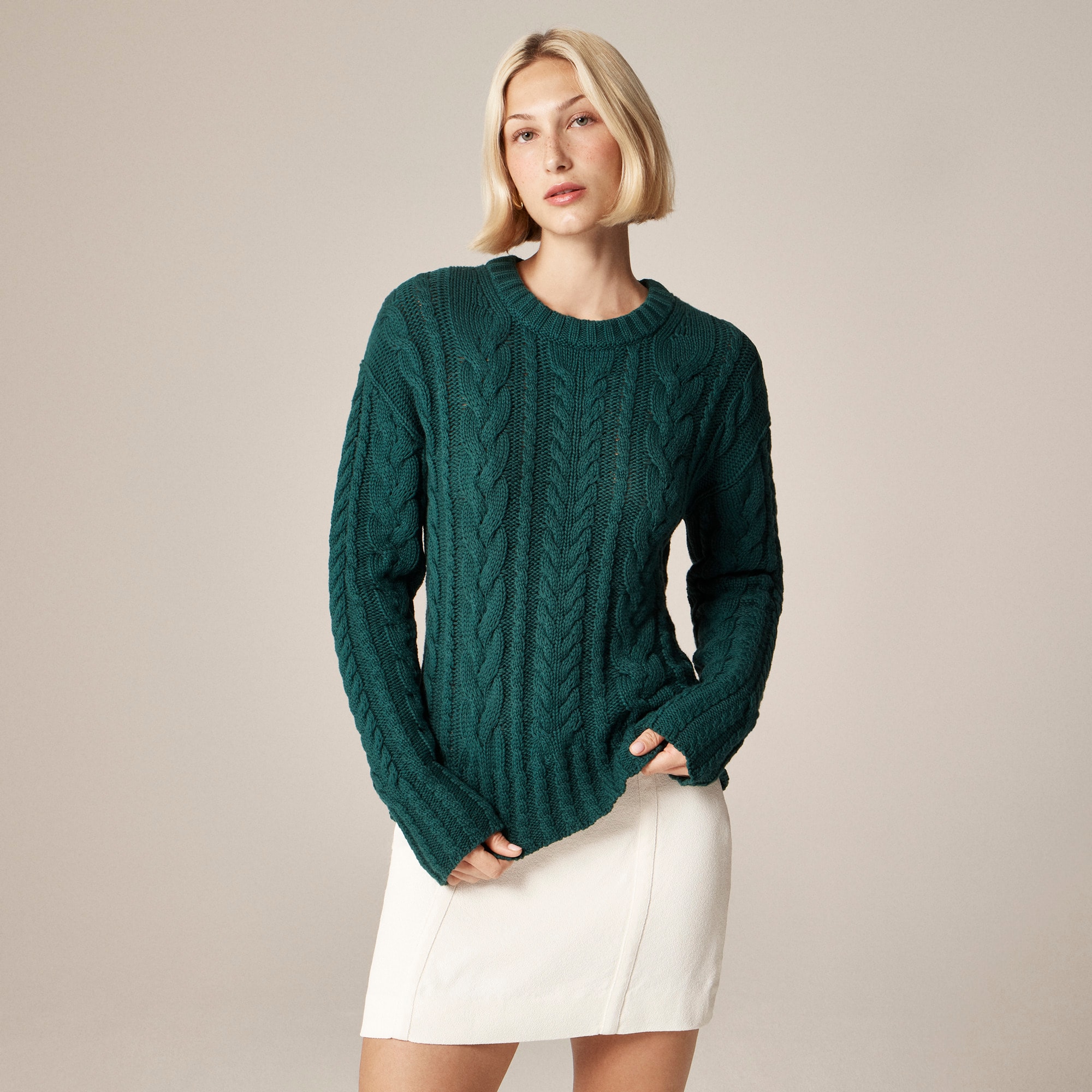 Cable-knit crewneck sweater