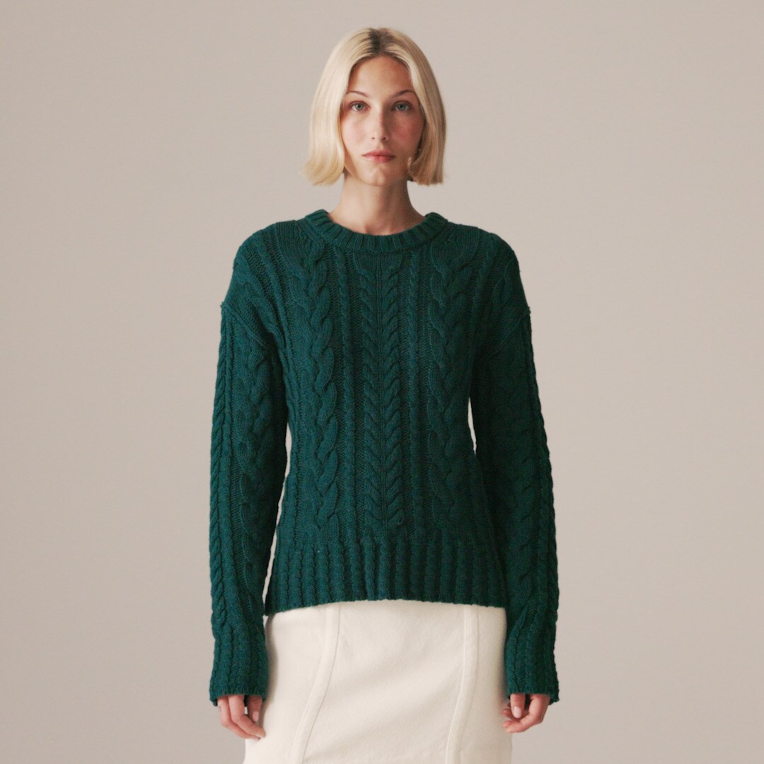 Cable-knit crewneck sweater