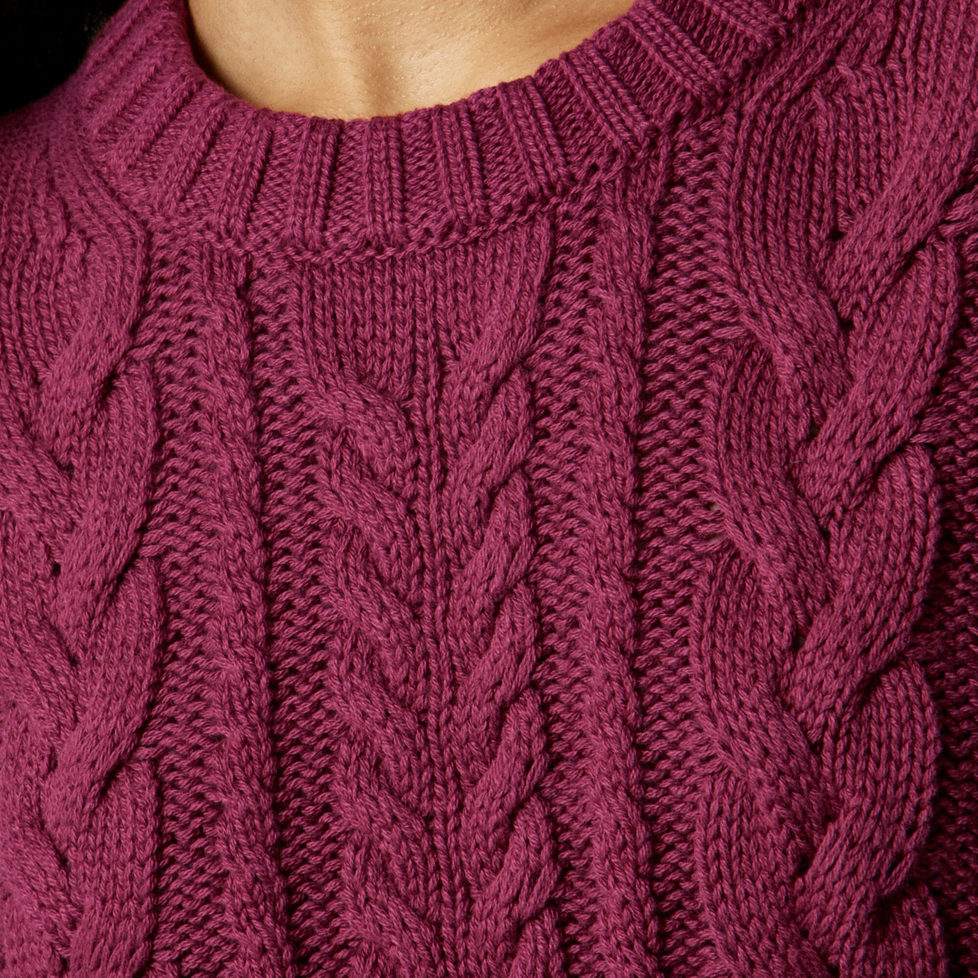 Cable-knit crewneck sweater