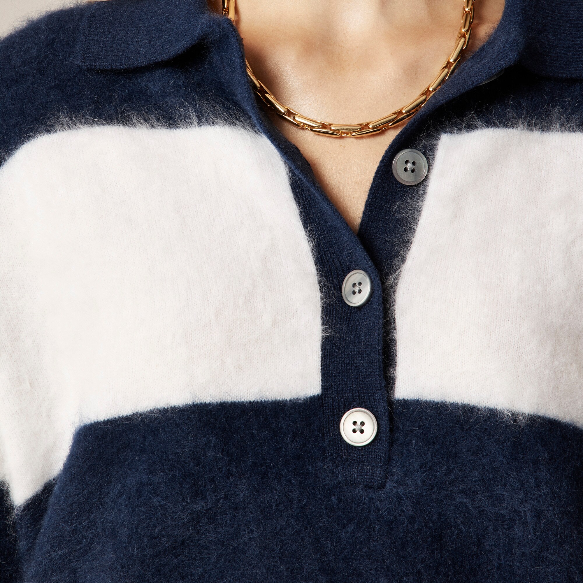 Brushed cashmere rugby sweater in stripe - thumbnail 2