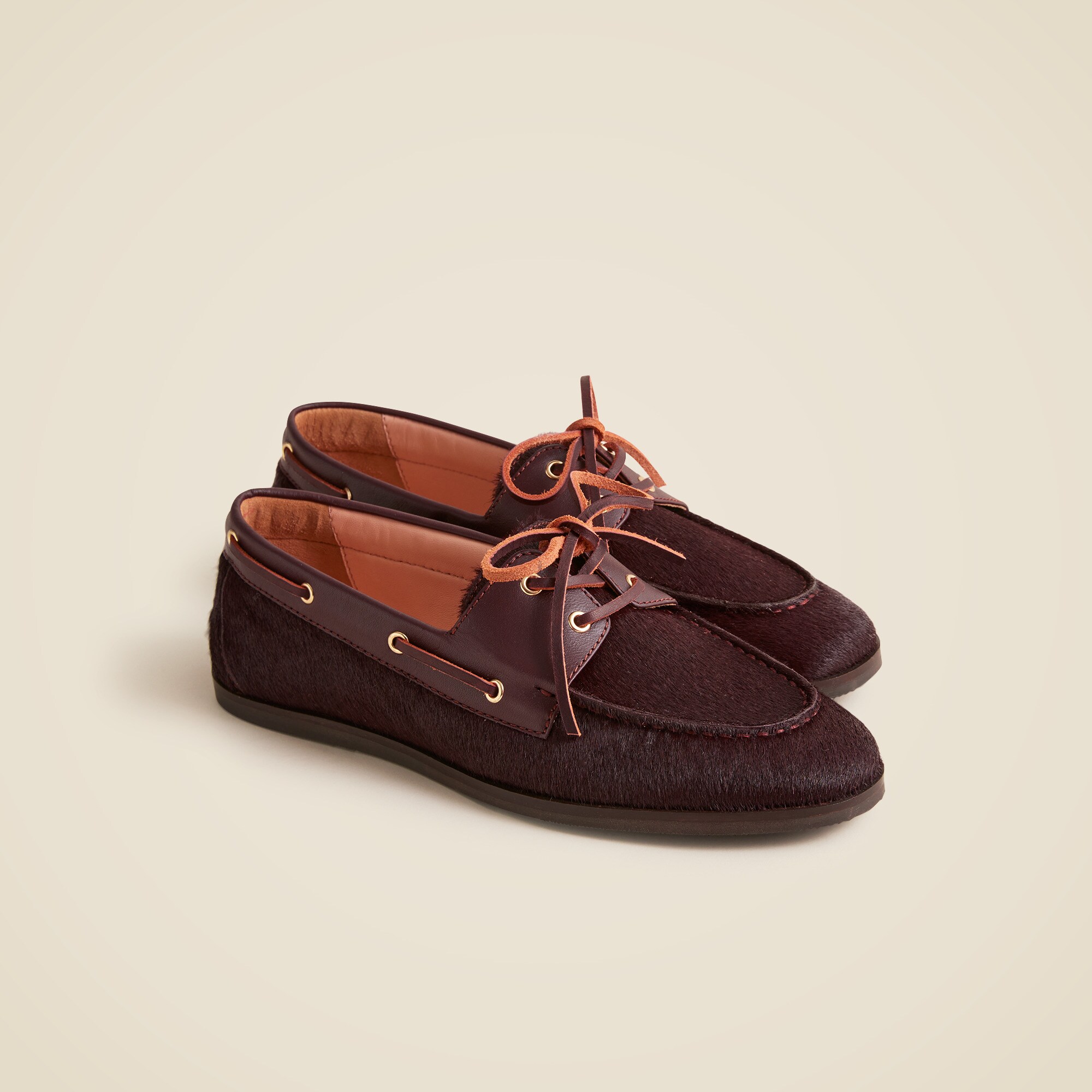 Boat shoes in calf hair and leather