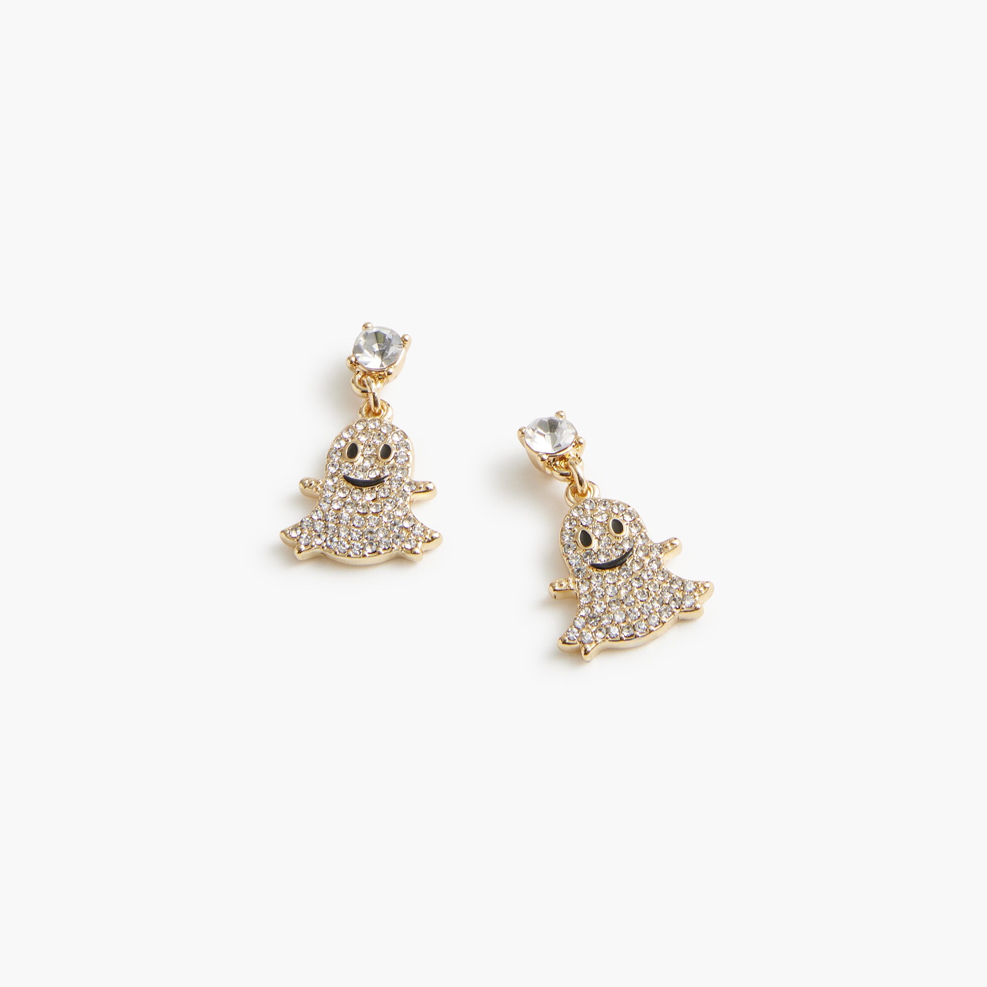 pav&eacute; smiley ghost earrings for women