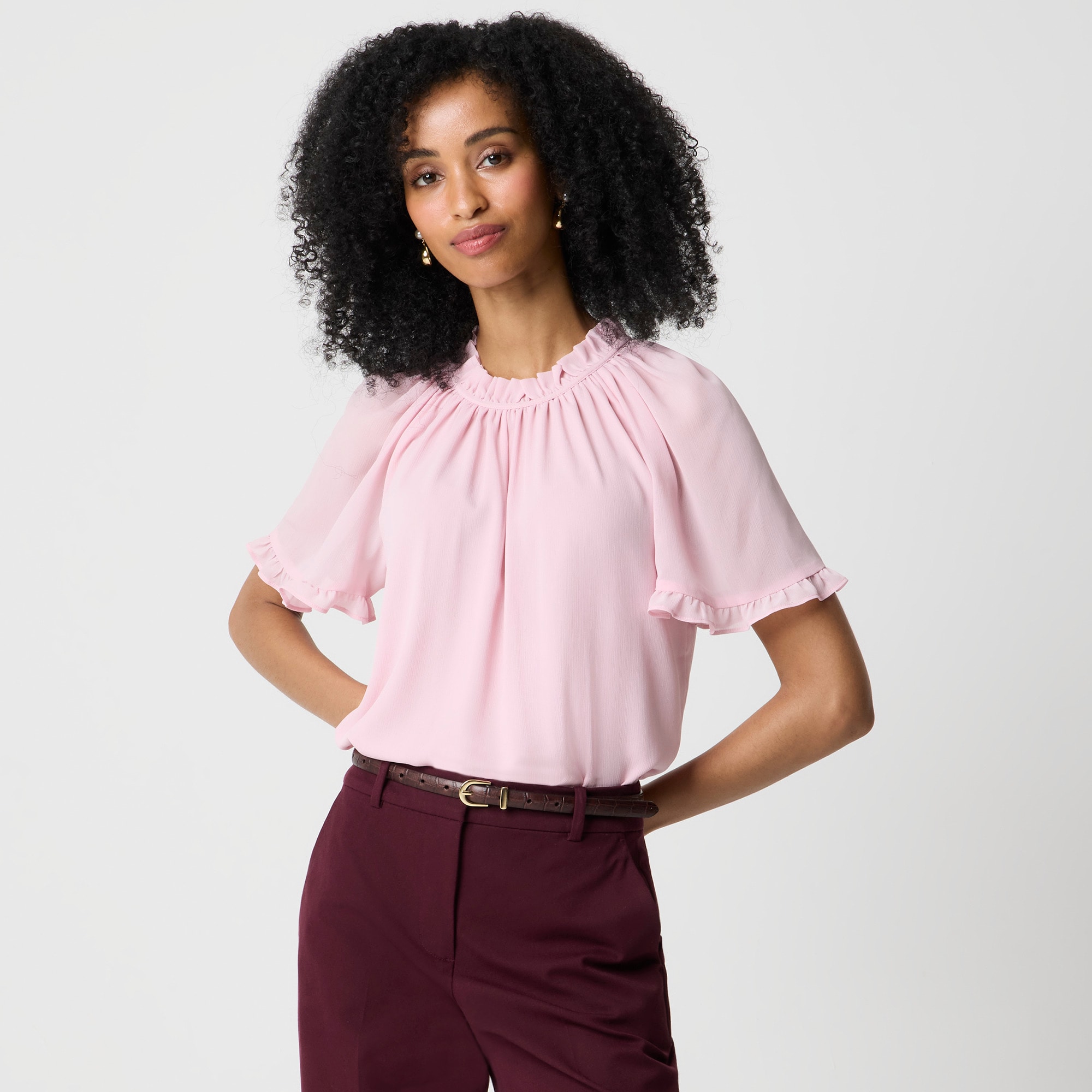 Short-sleeve ruffle top