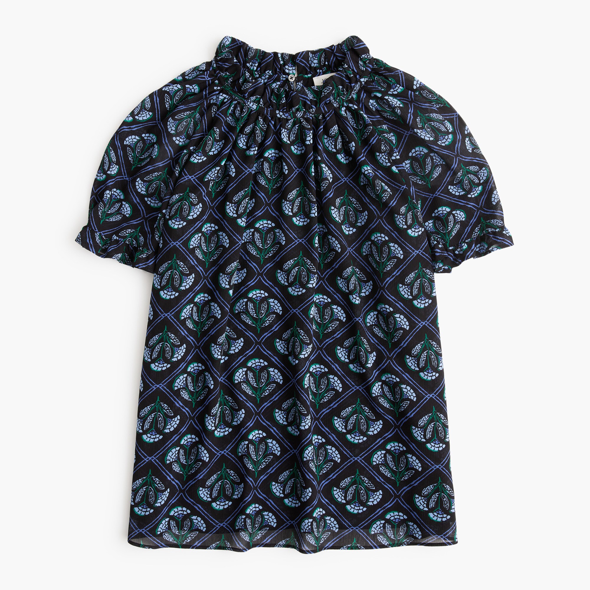 Printed ruffle short-sleeve top