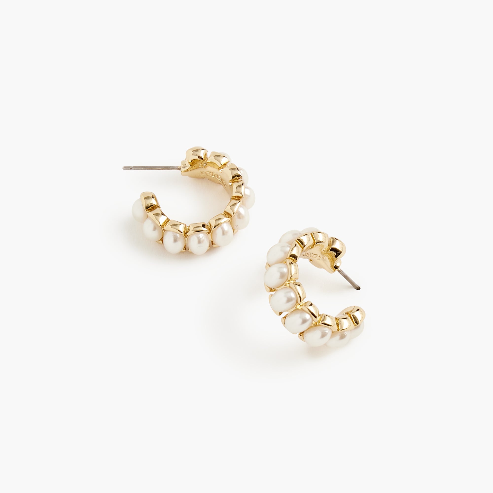 ★2022SS新作★MZUU★Silhouette Pearl Hoop Earrings SIMULATED PEARLS CUBIC ZIRCONIA HOOP EARRINGS - onyuk