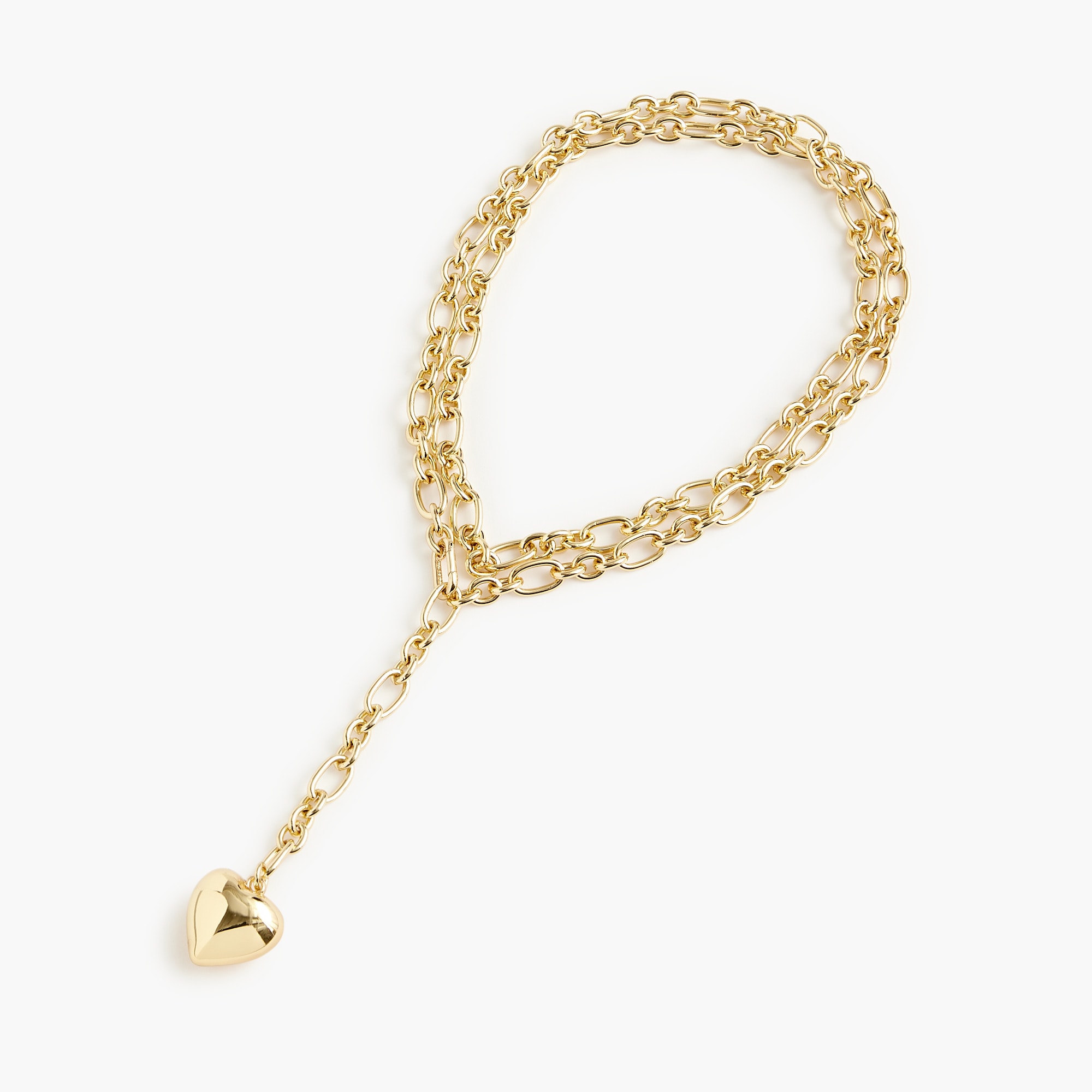  Double-wrap gold-tone heart necklace