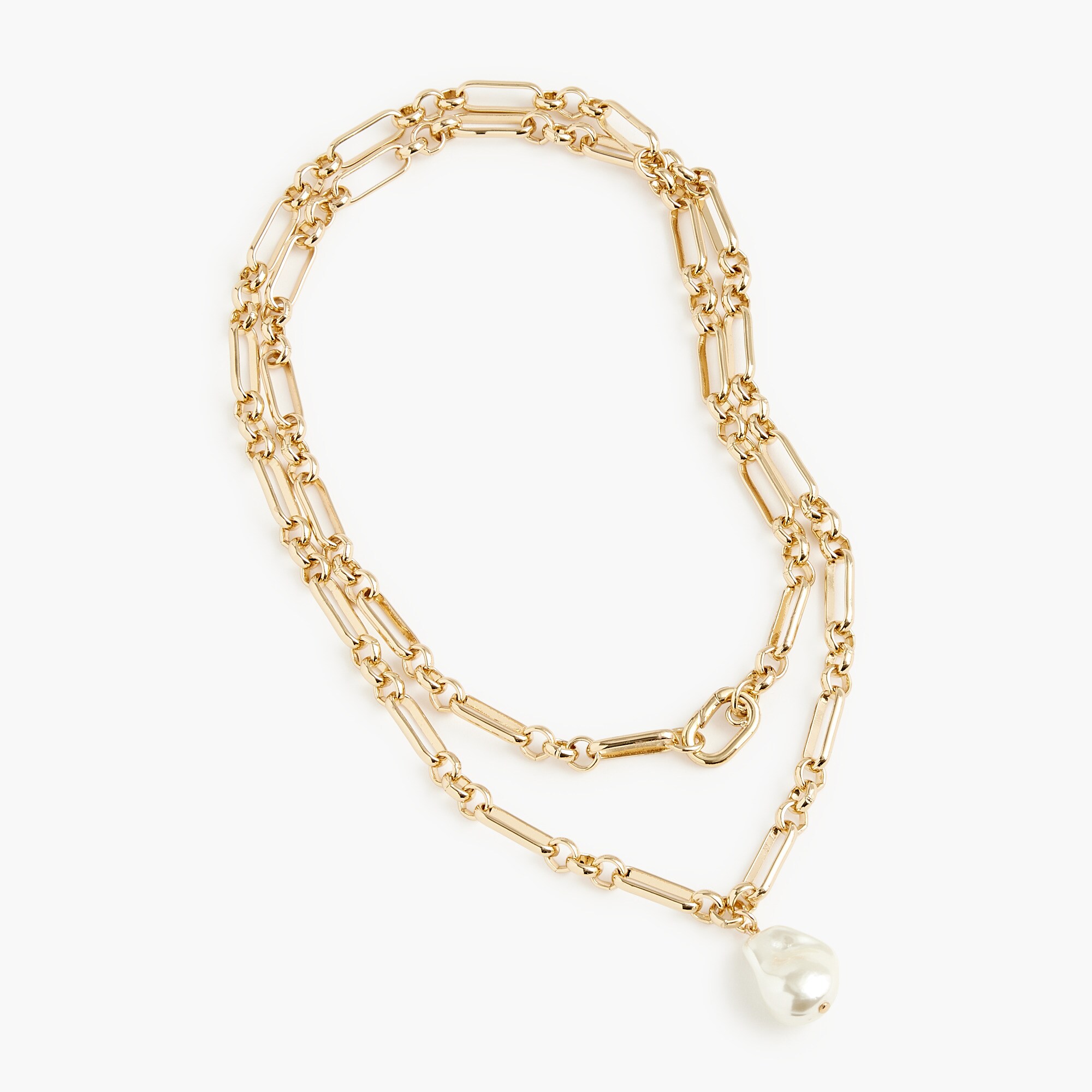 double-wrap gold-tone pearl-effect necklace for women