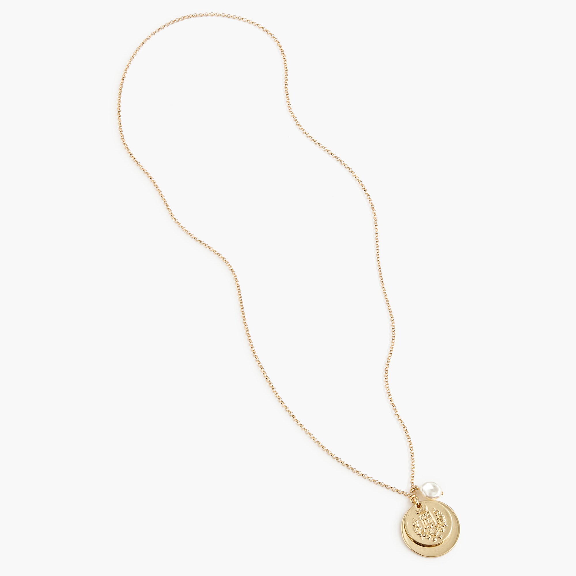 Long coin charm necklace