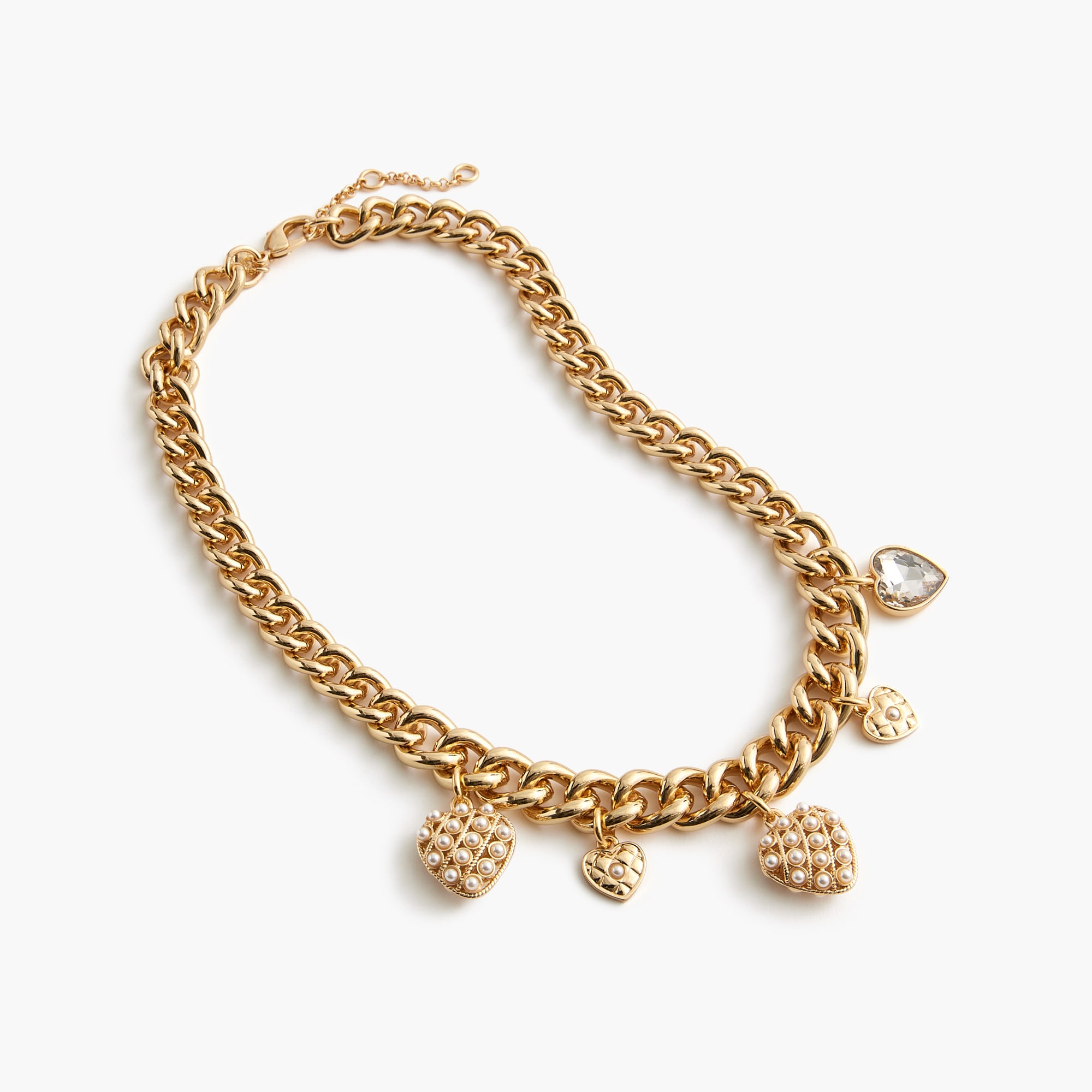 chain necklace with heart charms for women