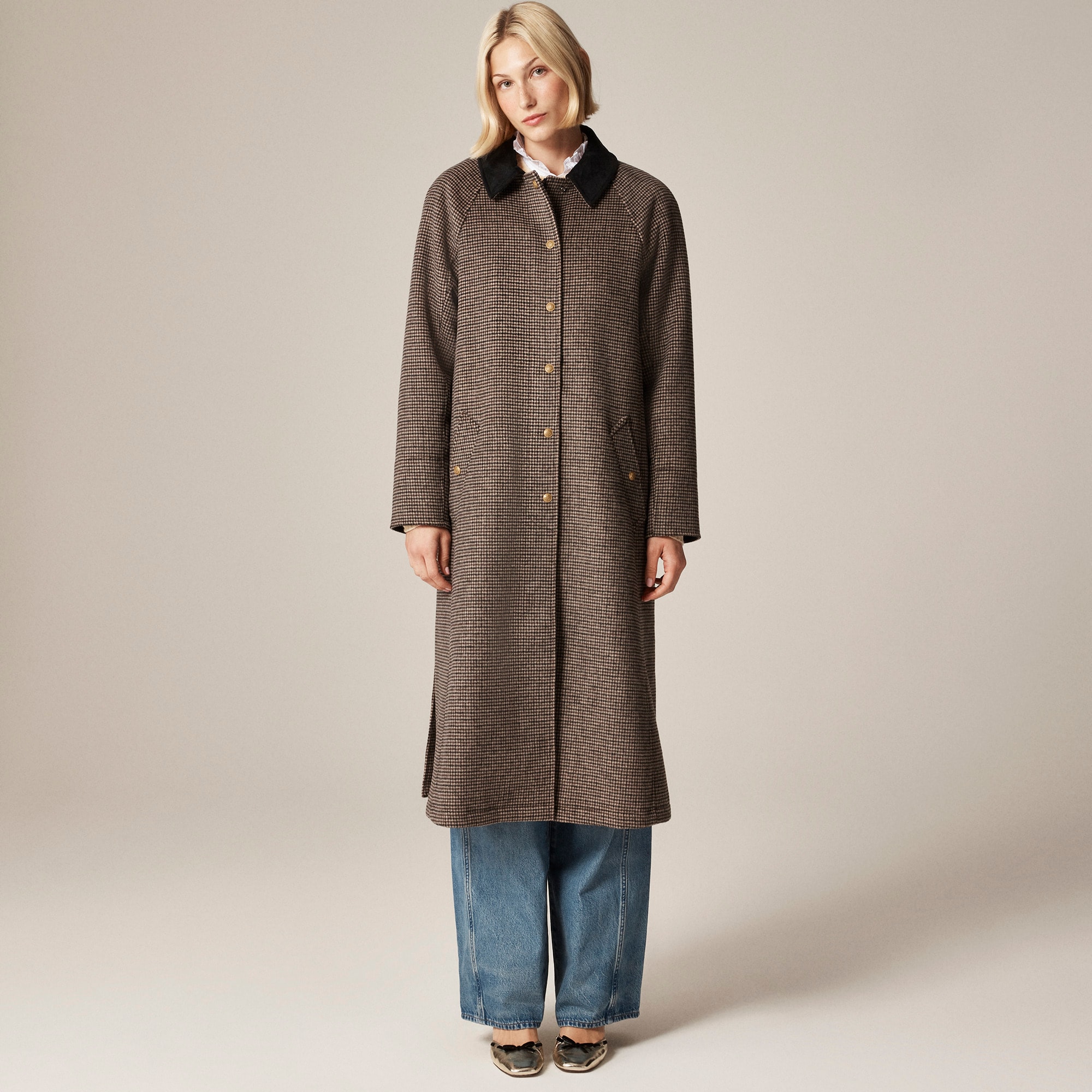 Long Barn Jacket™ in houndstooth wool blend