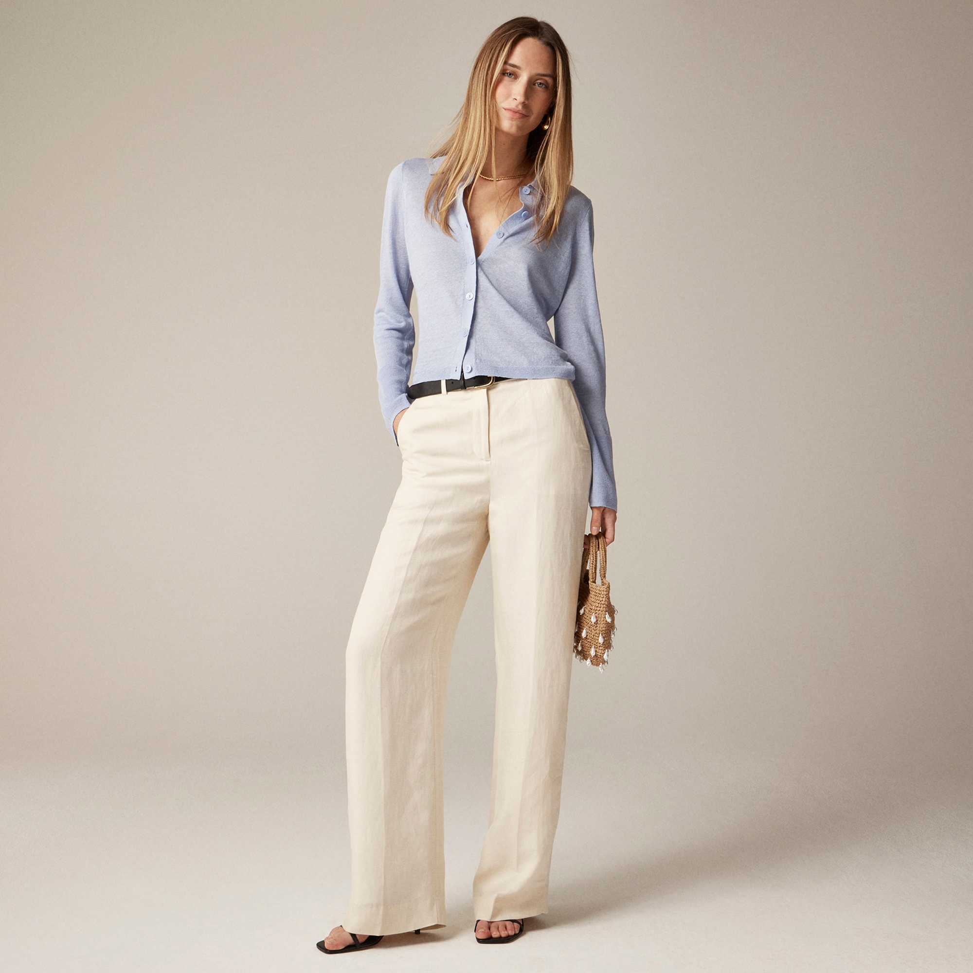  Wide-leg pant in linen-cupro blend