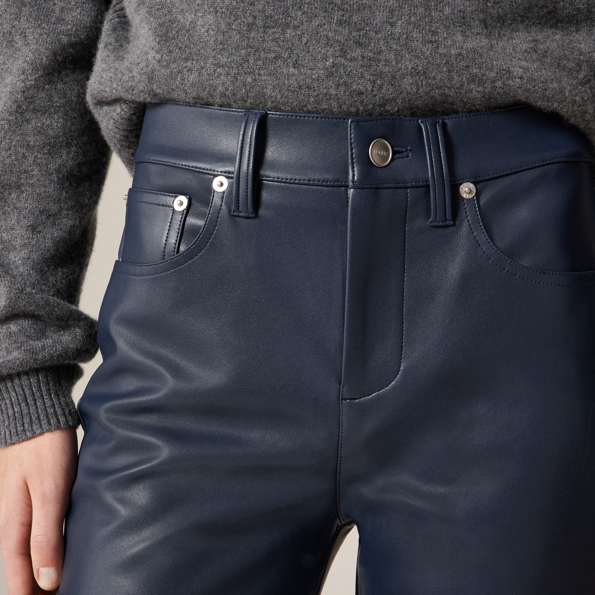 Petite Charley kickout cropped pant in faux leather