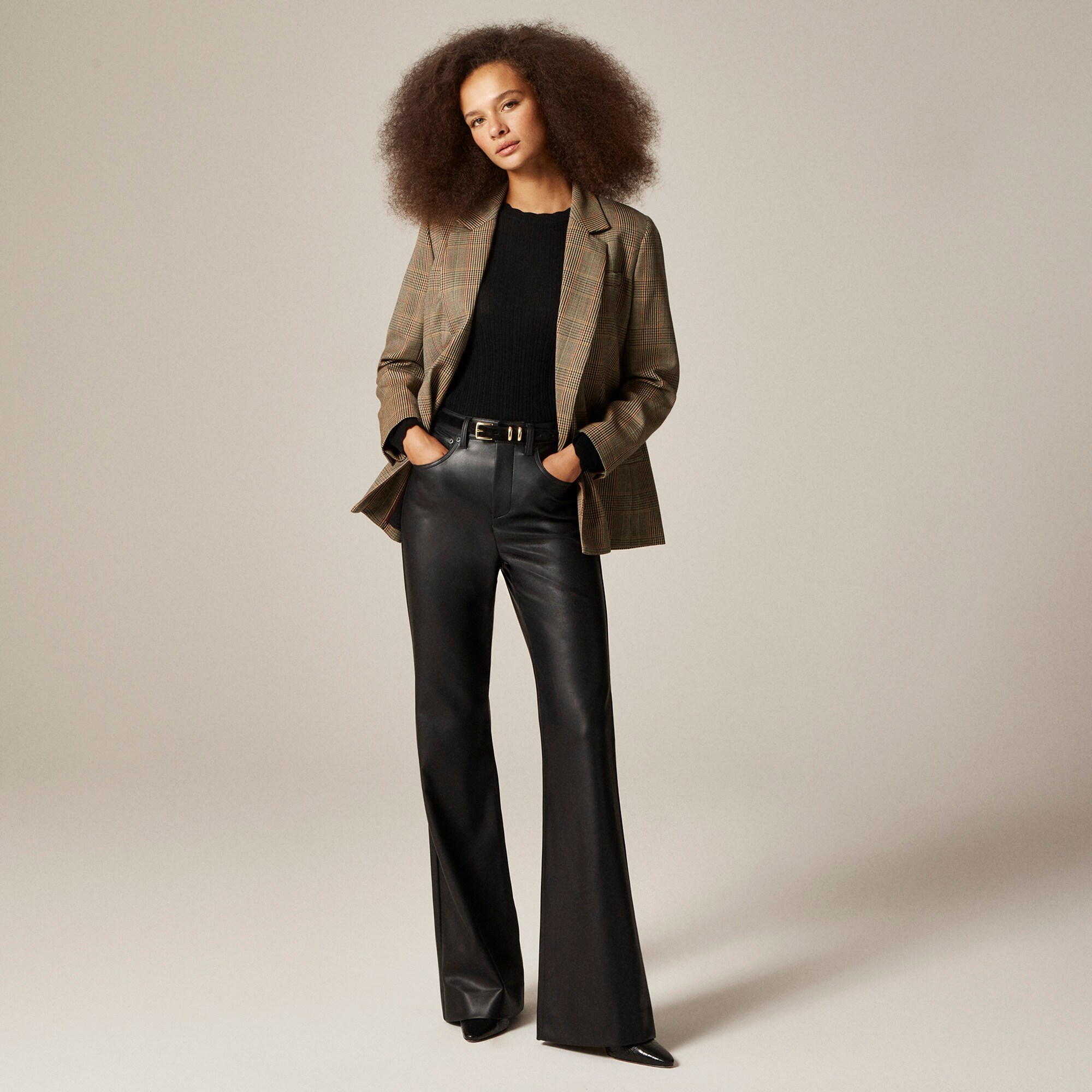 womens Vintage flare pant in faux leather