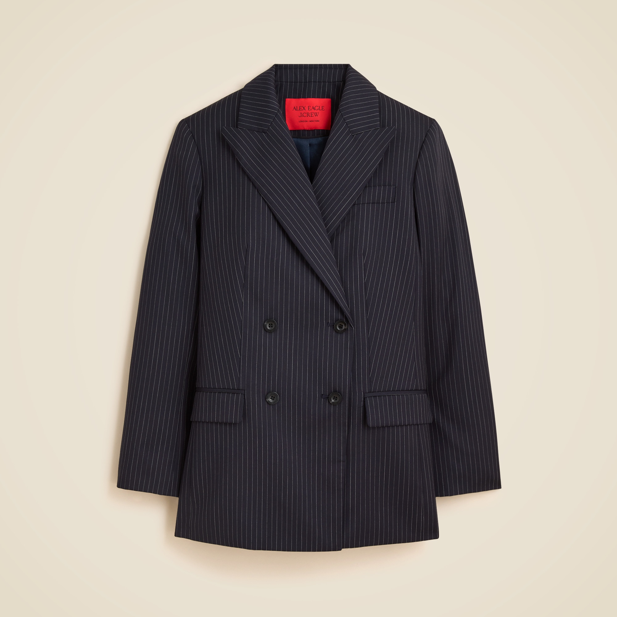 womens Alex Eagle X J.Crew relaxed double-breasted blazer in pinstriped wool