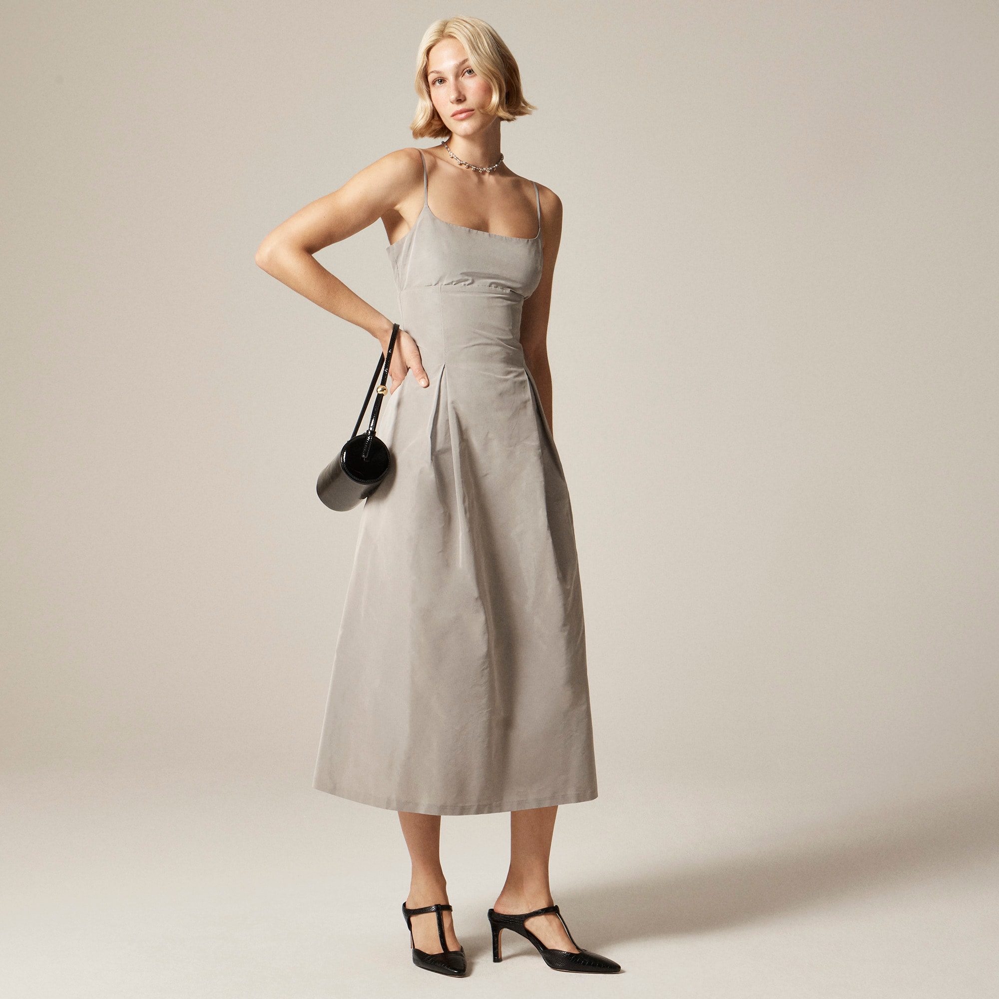 Collection Pleated Evening Dress In Taffeta For Women | J.Crew