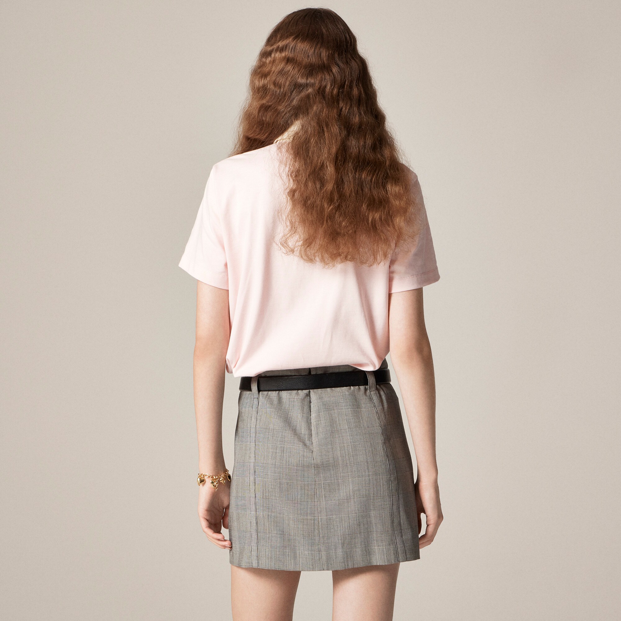 Mini skirt in glen plaid Italian gauzy wool blend