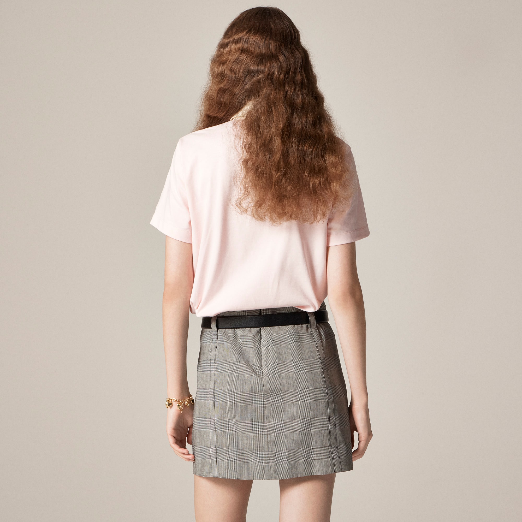 Mini skirt in glen plaid Italian gauzy wool blend