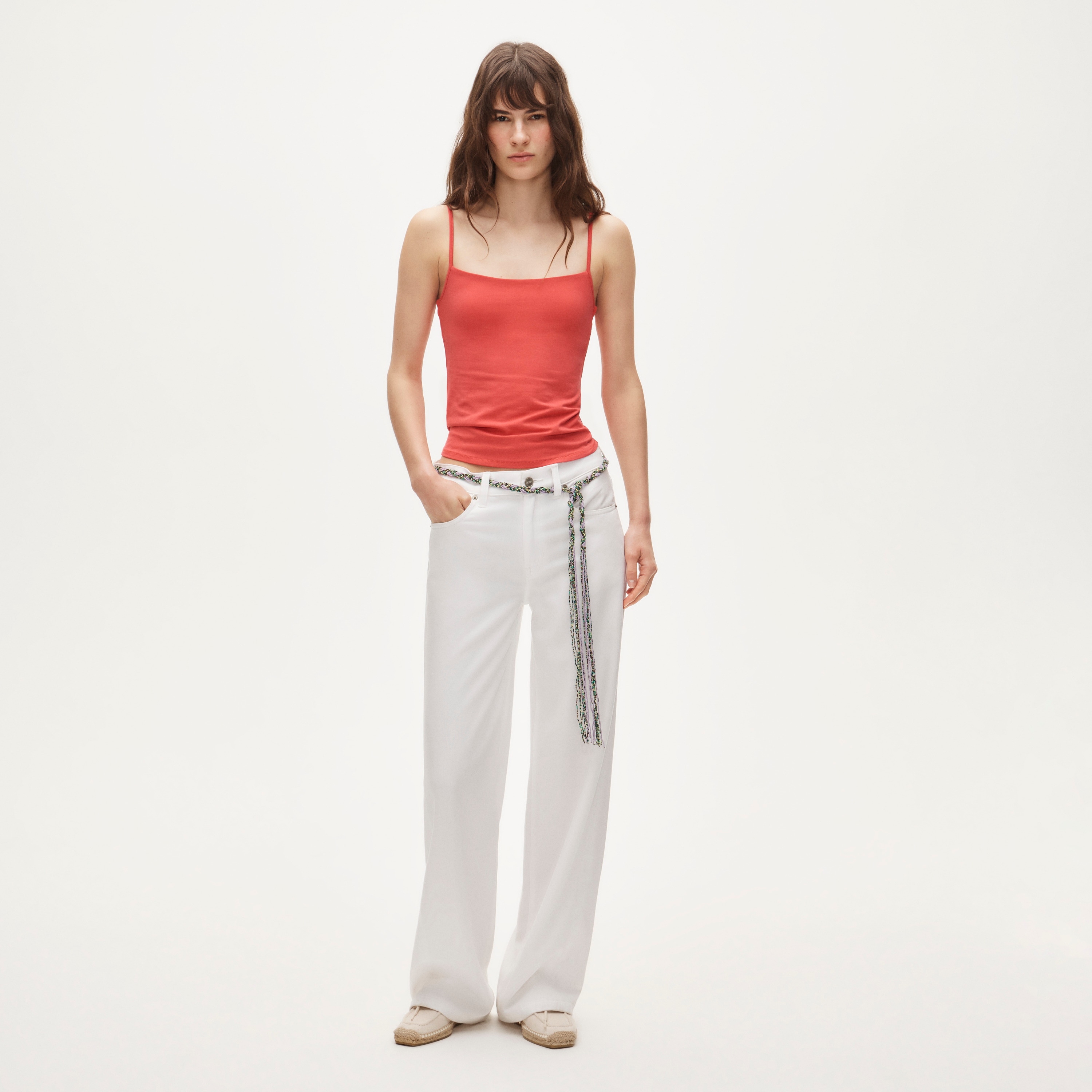 Stretch cotton shelf-bra tank top