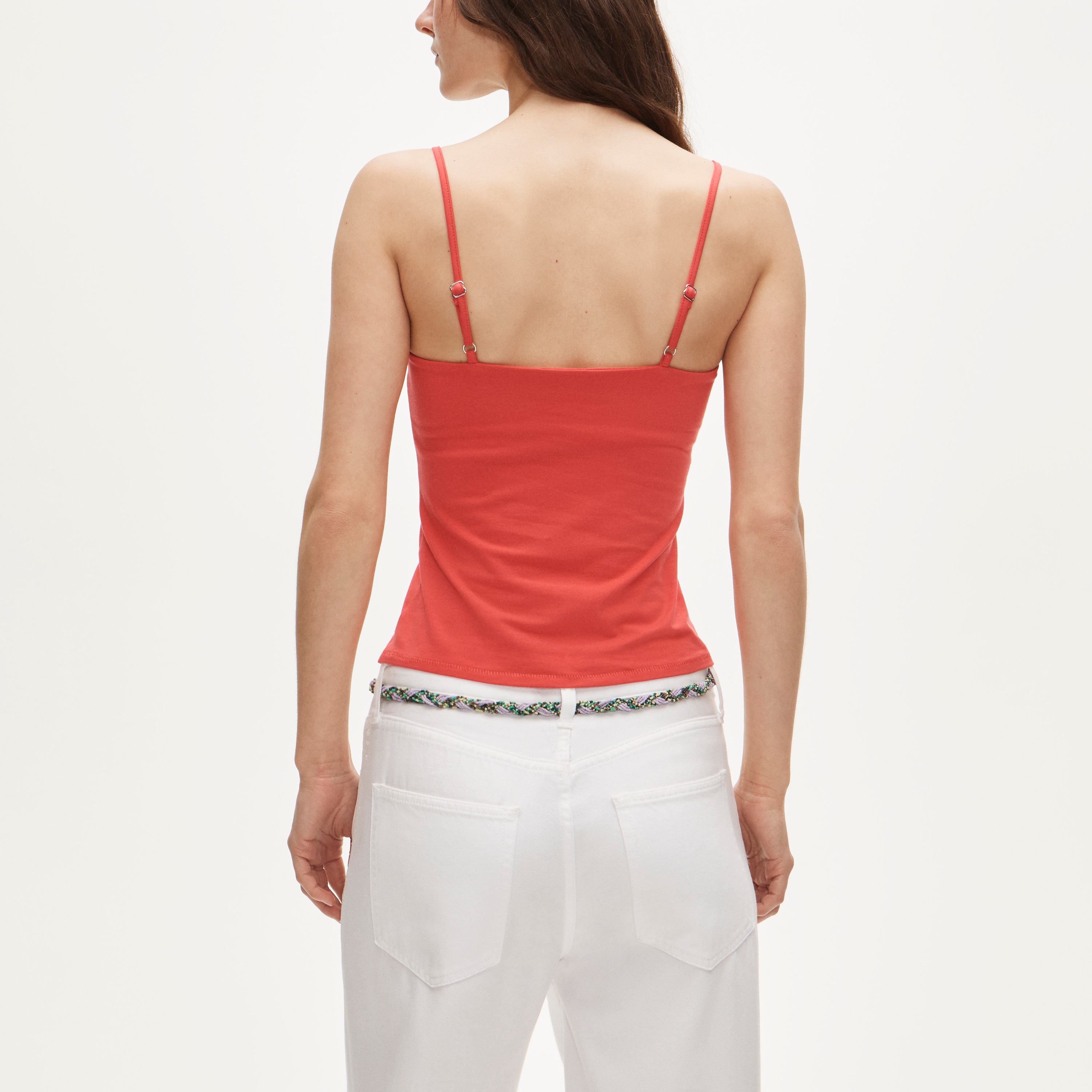 Stretch cotton shelf-bra tank top
