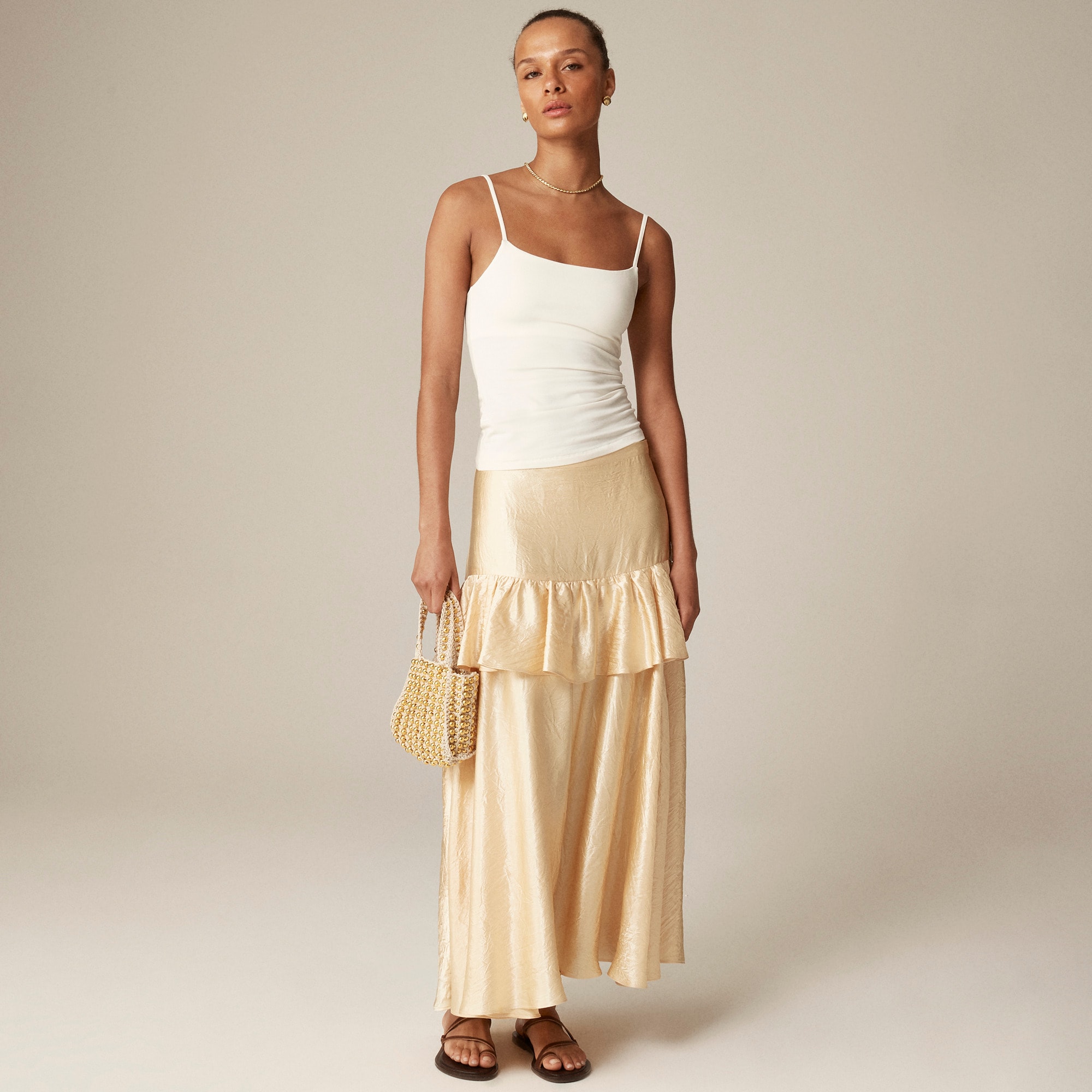 Stretch cotton shelf-bra tank top
