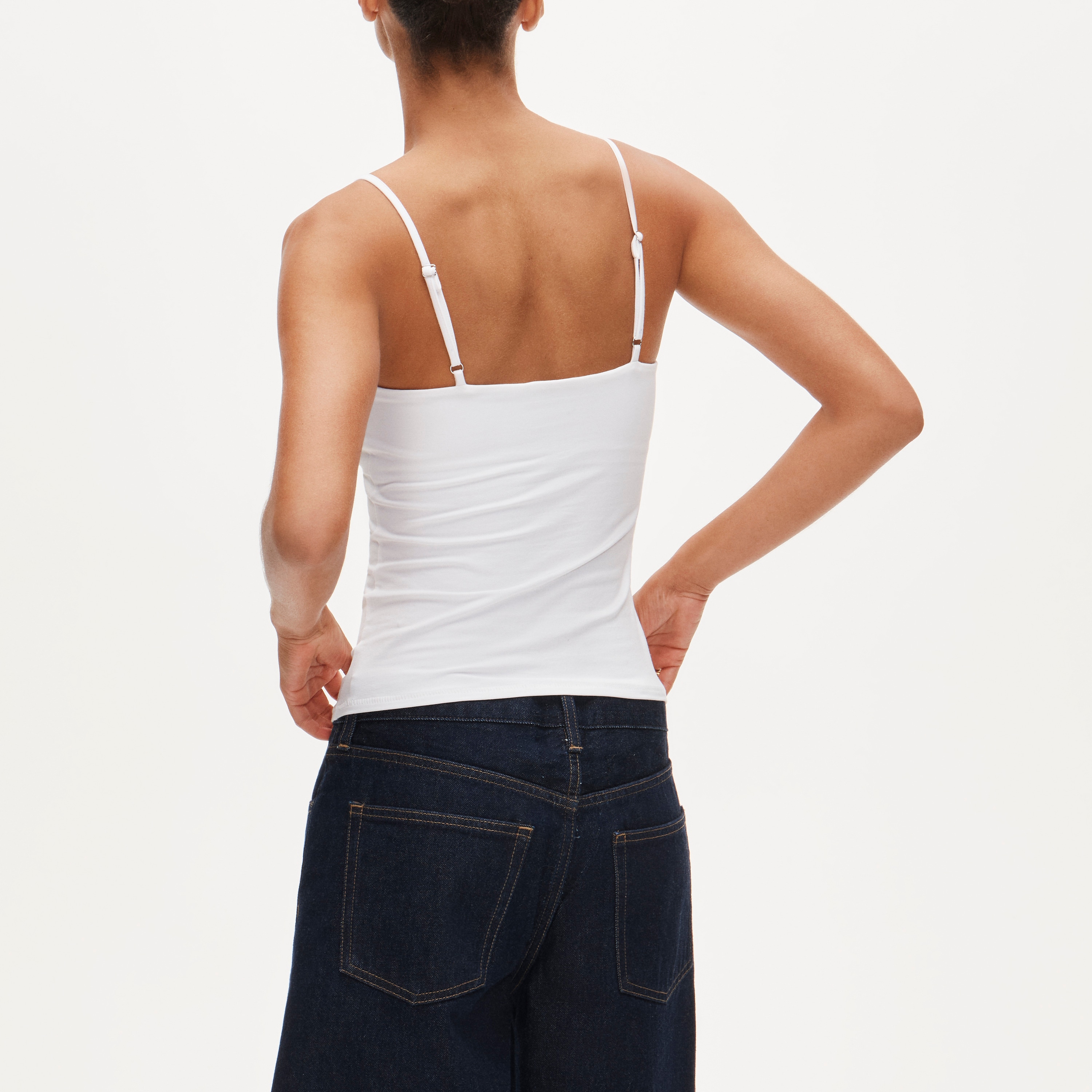 Stretch cotton shelf-bra tank top