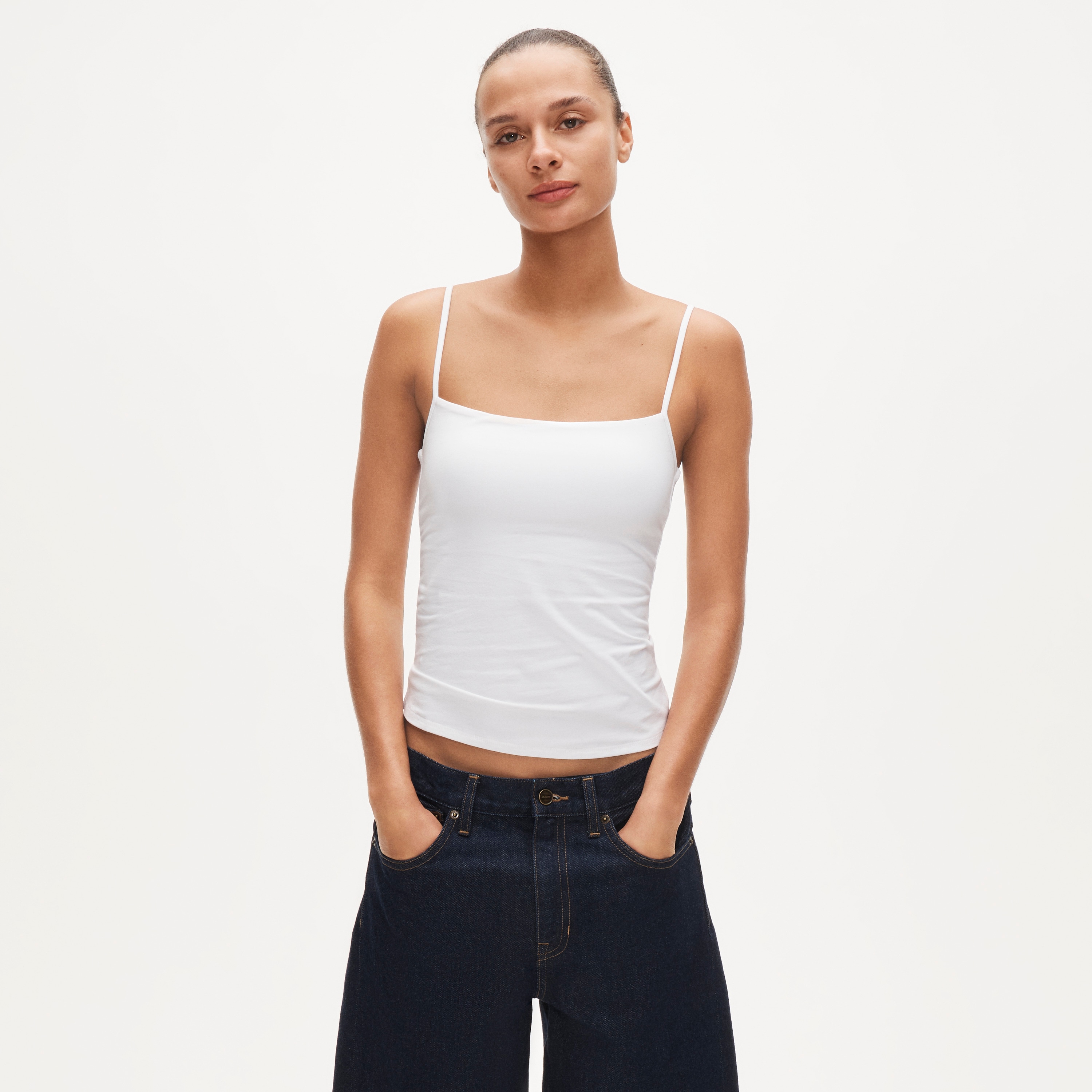 Stretch cotton shelf-bra tank top - image 2