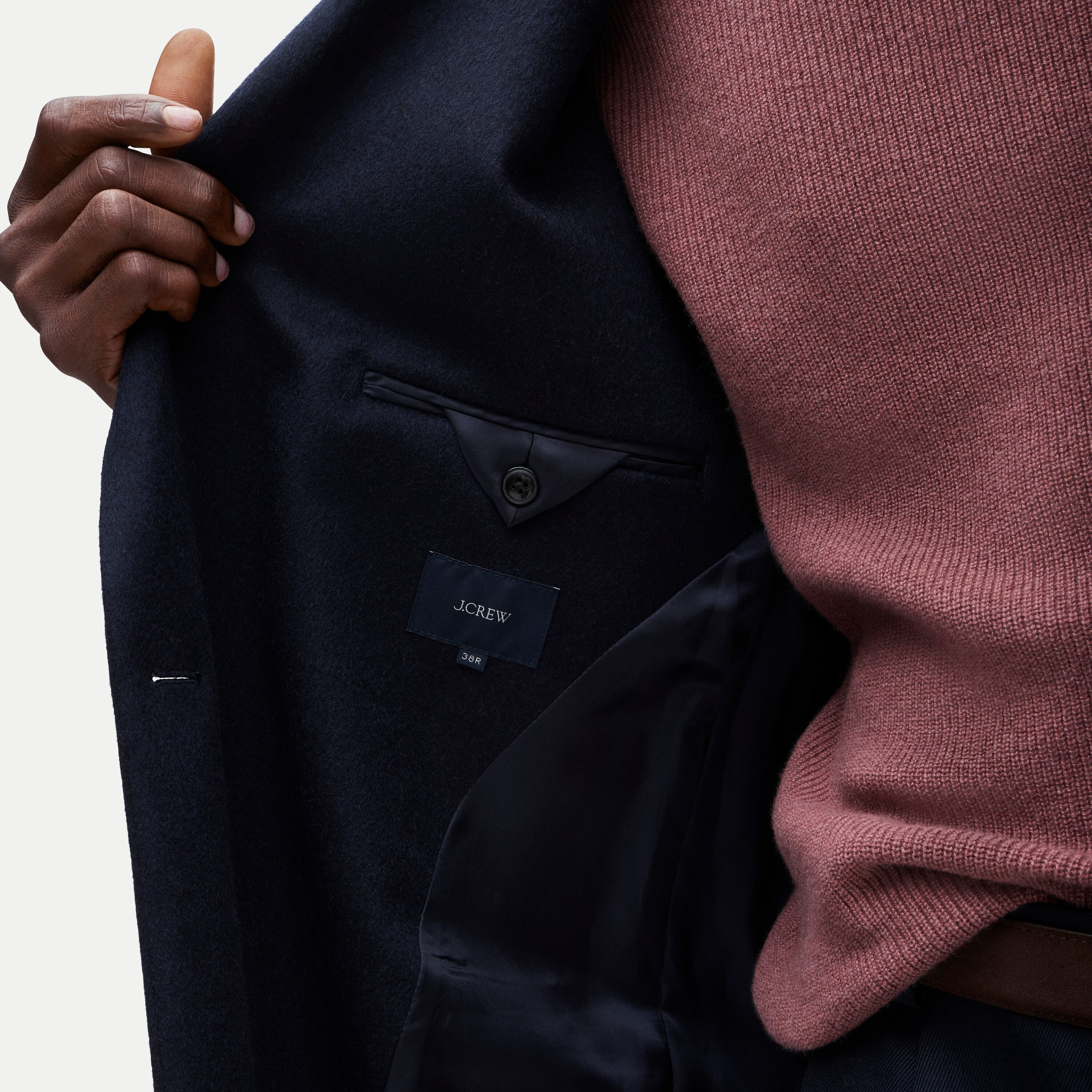 Double-breasted topcoat in English merino wool