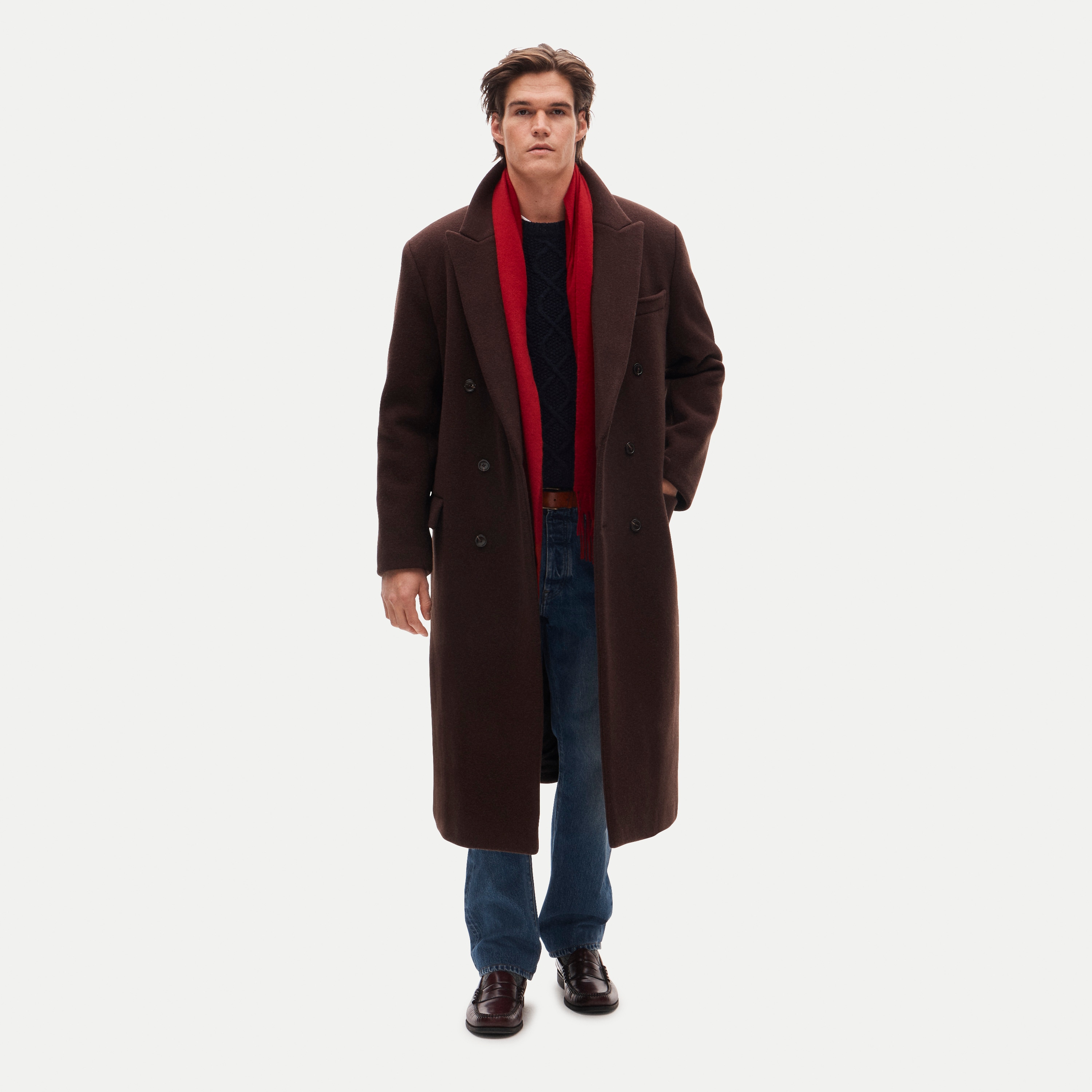 New York double-breasted overcoat in wool melton
