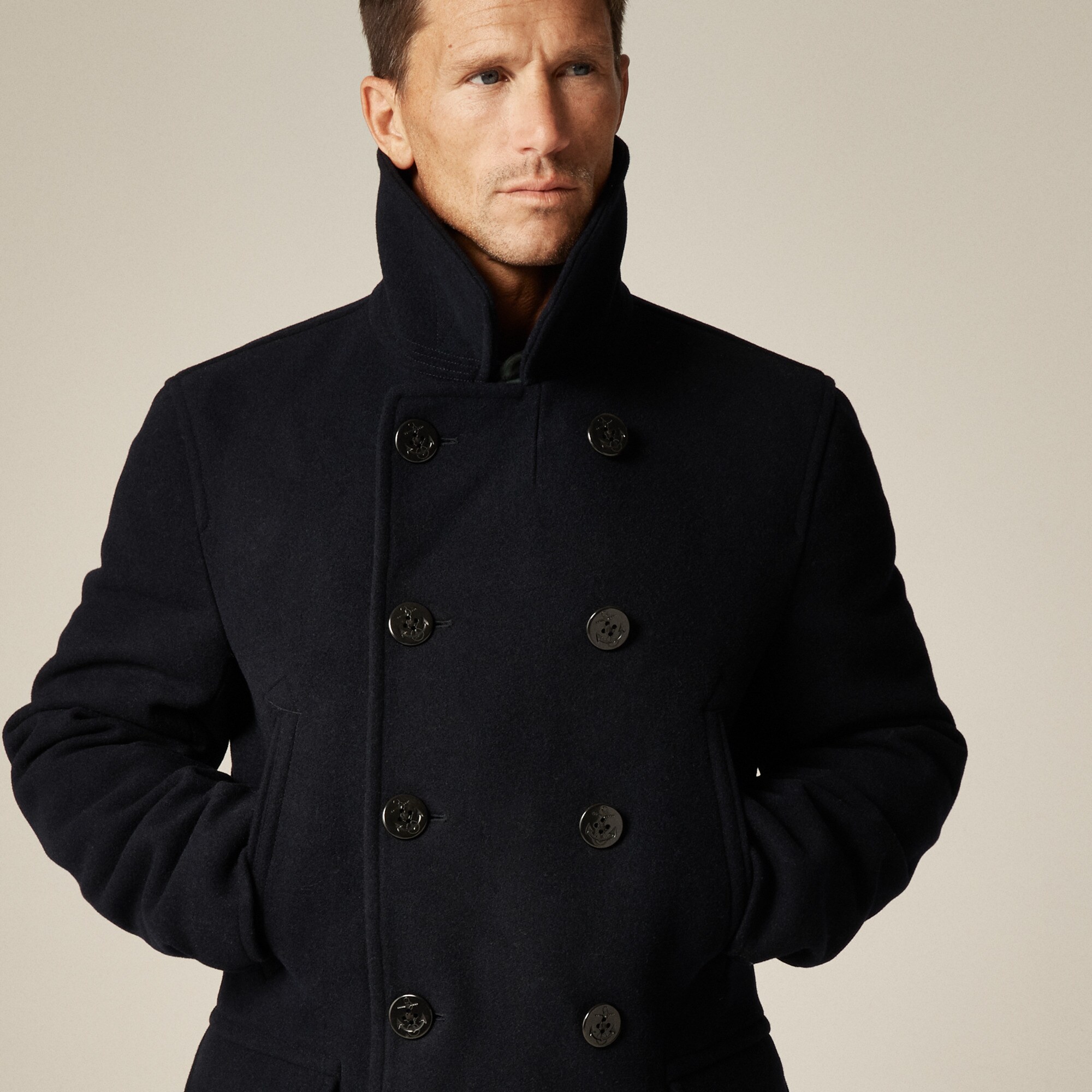 Dock peacoat in wool blend with PrimaLoft®