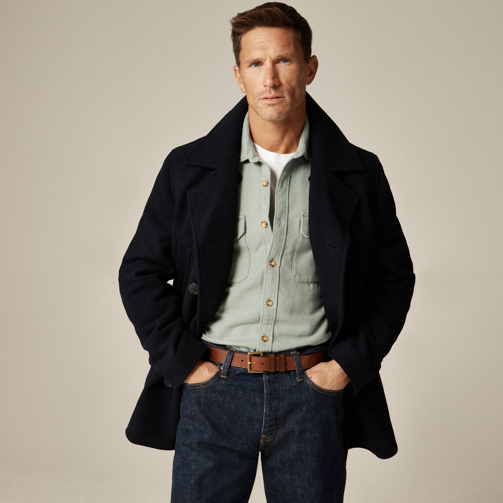 Dock peacoat in wool blend with PrimaLoft®